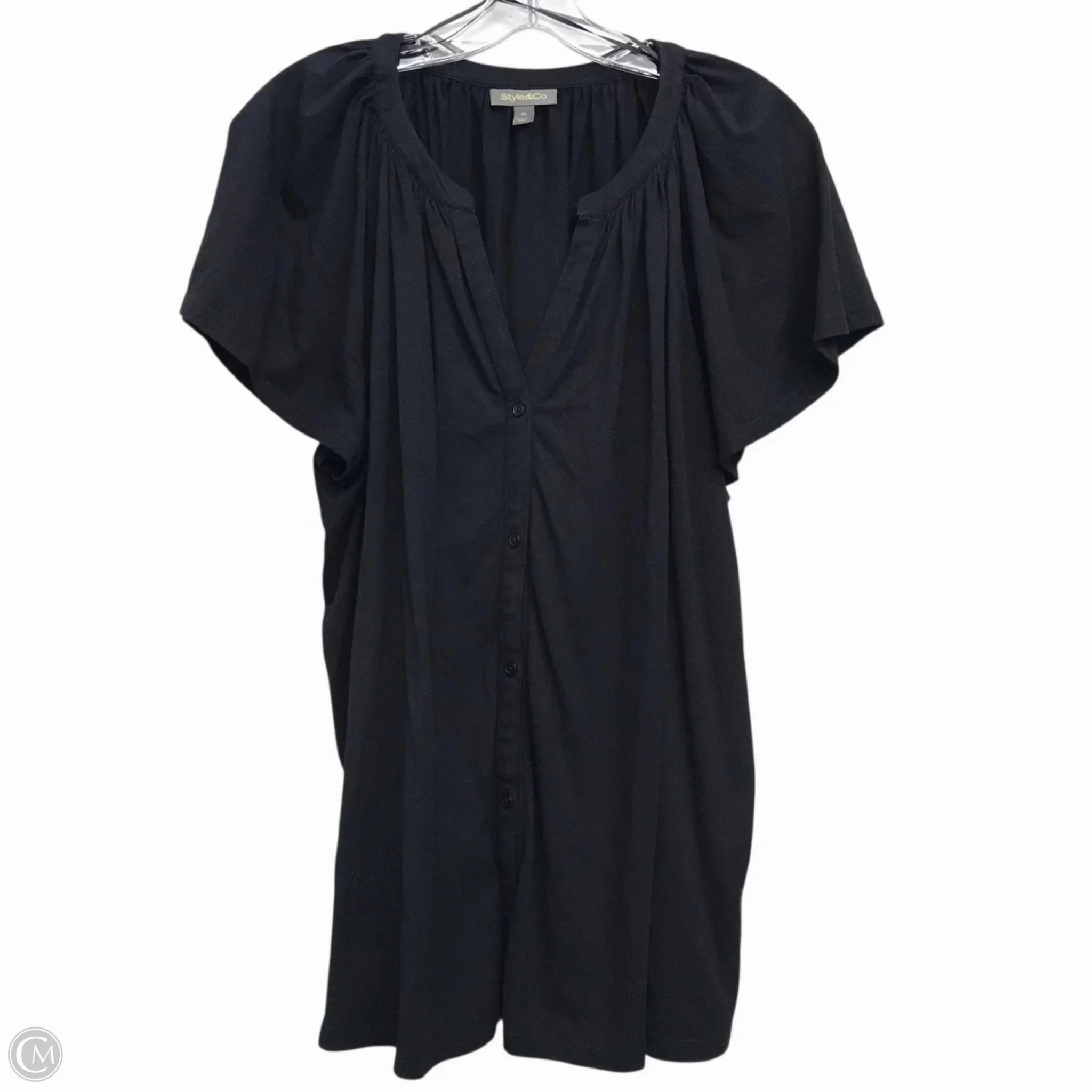 Soft and Stylish Top Short Sleeve By Style And Company In Black, Size: 3x