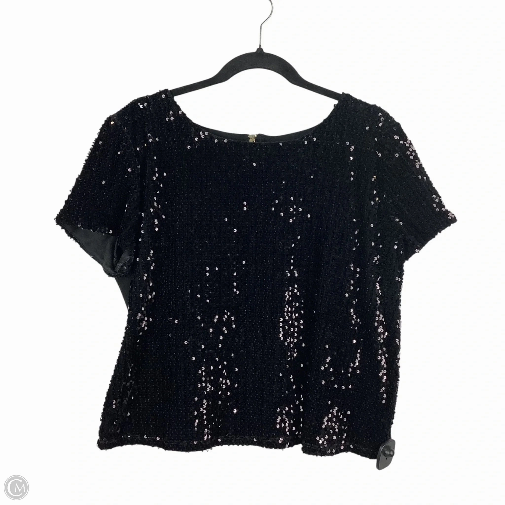 Polka Dot Pattern Top Short Sleeve By Clothes Mentor In Black, Size: 1x