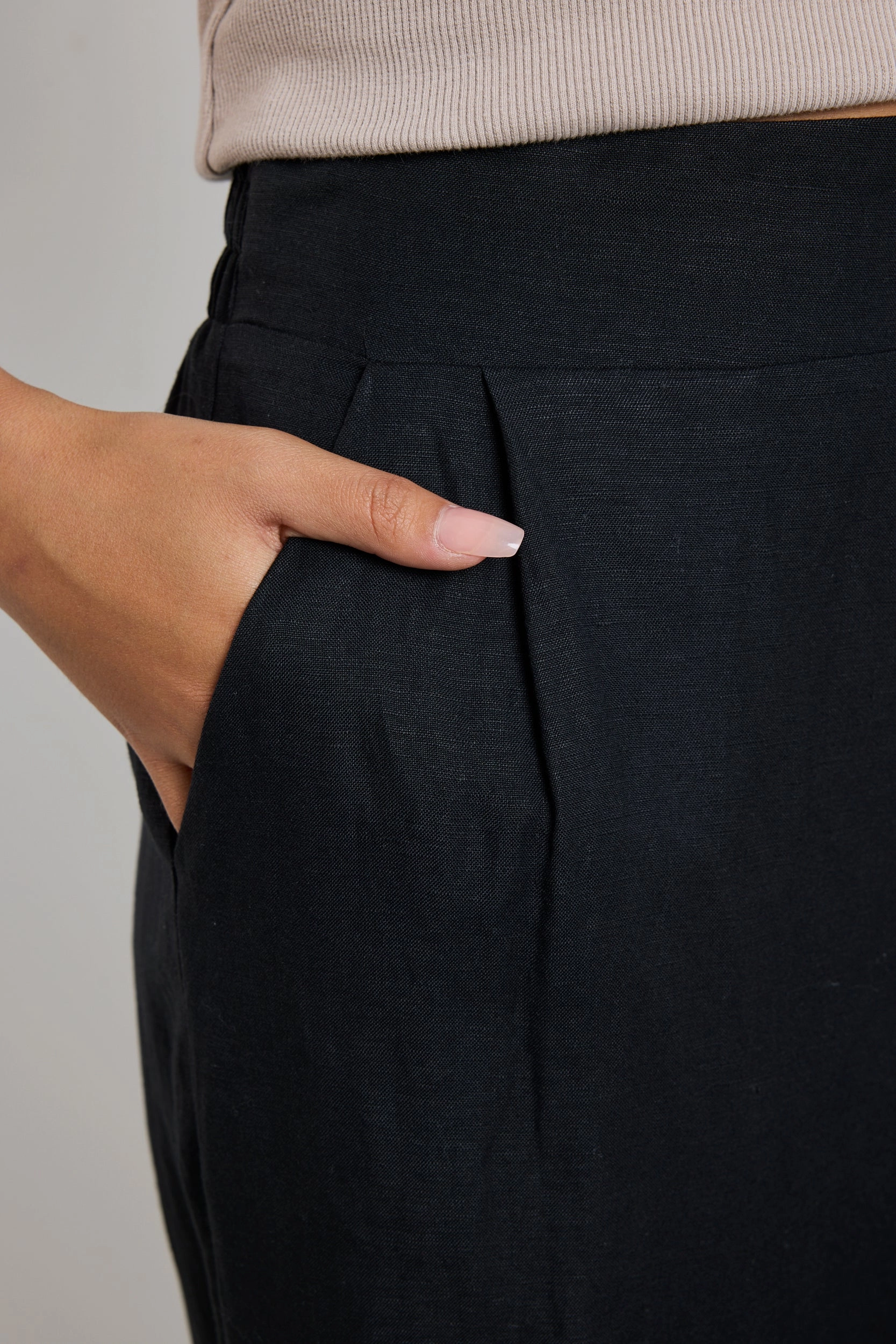 Instinctive Black Recycled Stretch Back Wide Leg Pant Anti Pilling Treatment