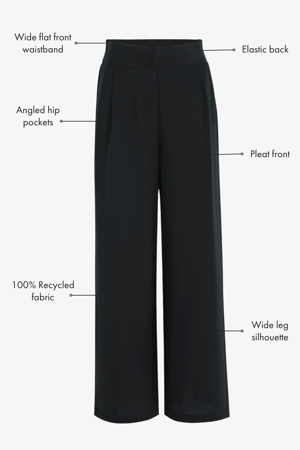 Layering Comfort Ripstop Reinforcement Instinctive Black Recycled Stretch Back Wide Leg Pant