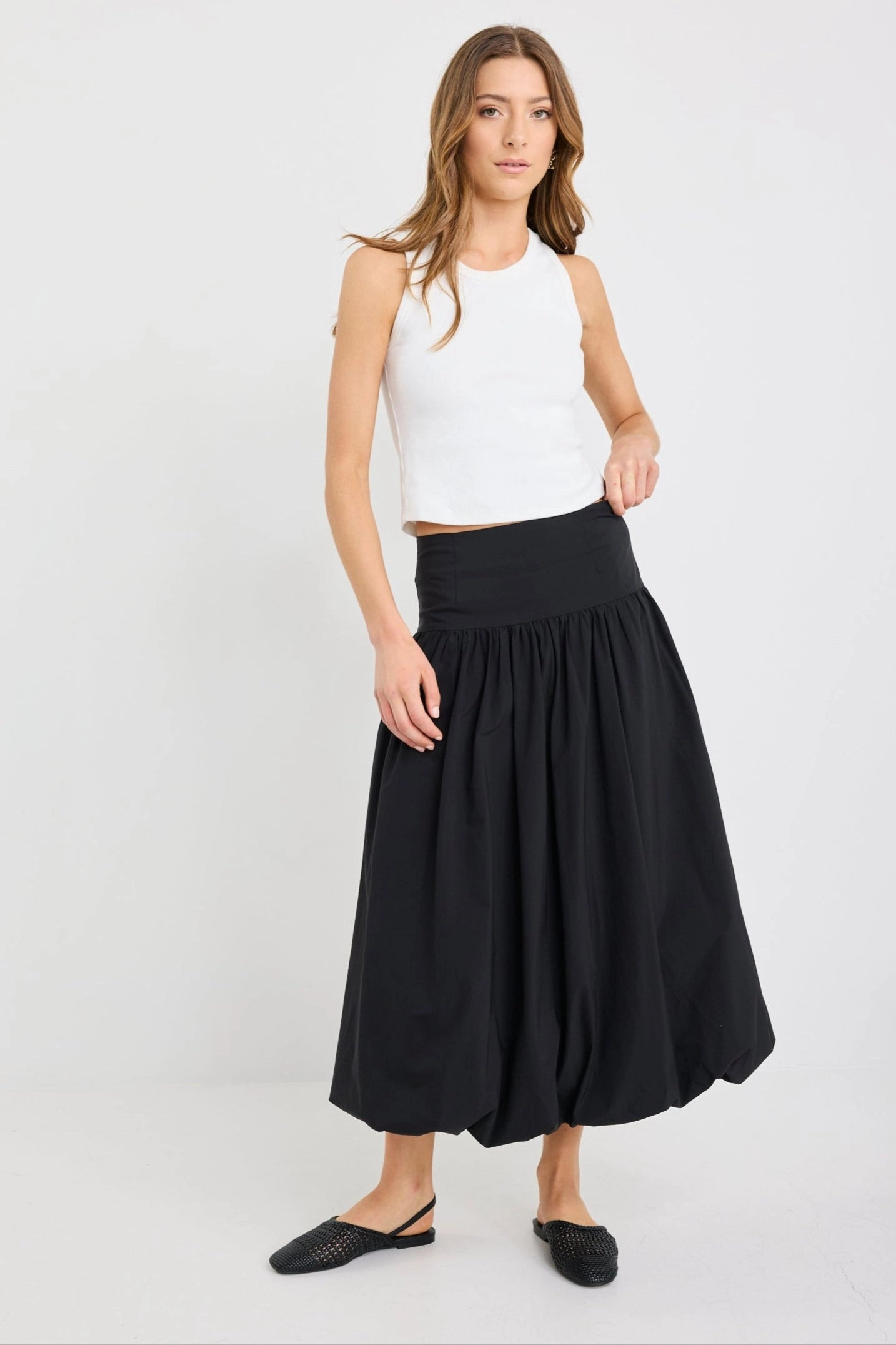 Intensity Black Bubble Midi Skirt Plus size option