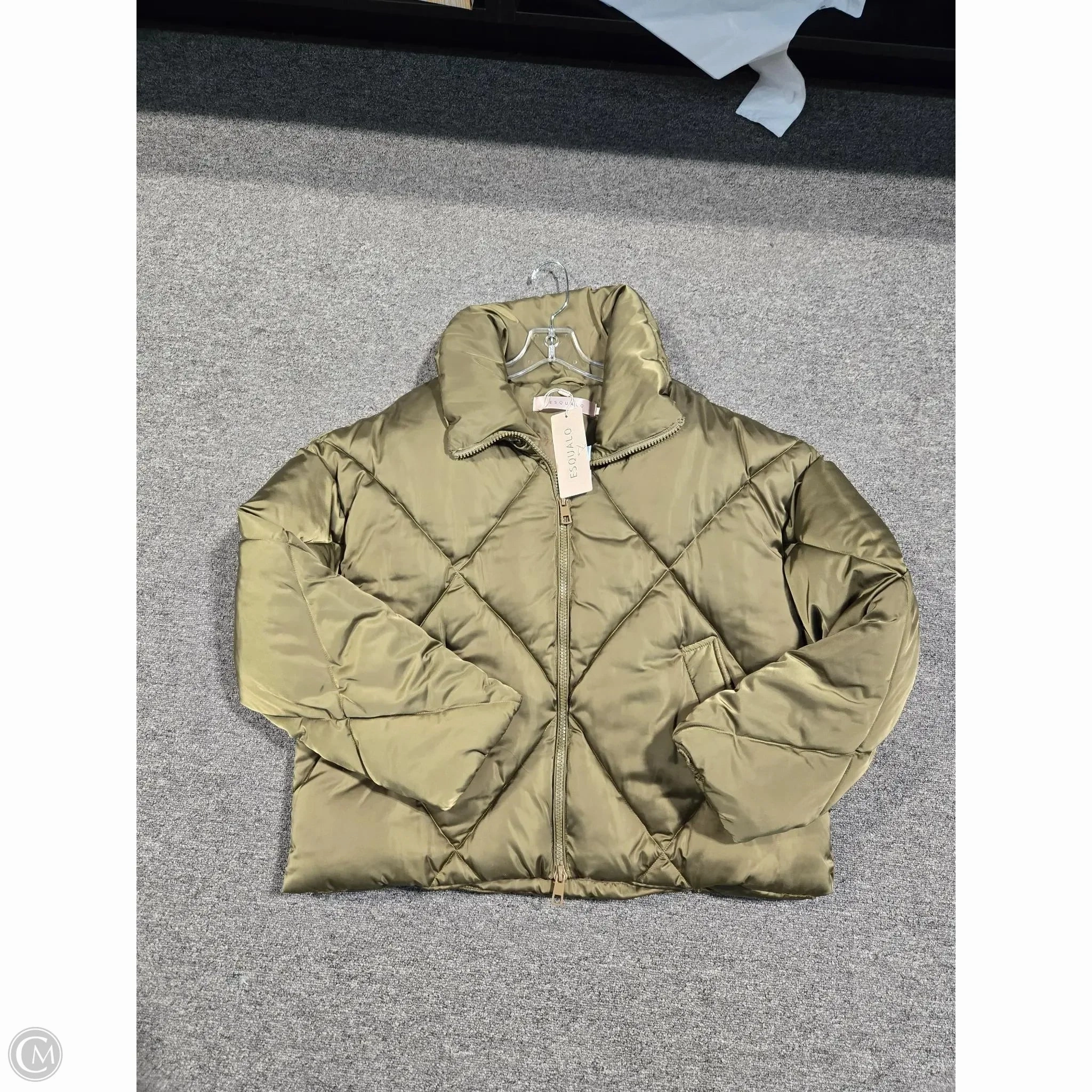 Coat Puffer & Quilted By Cma In Green, Size: L Mid Length Cut