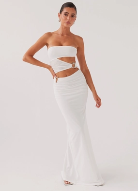 Into Pieces Mesh Maxi Dress - White Light and breezy summer dress