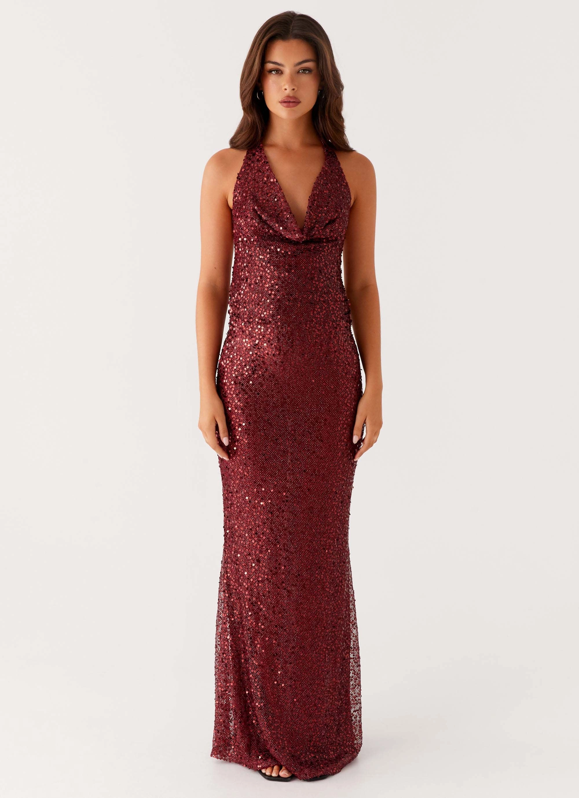 Treasured Sequin Maxi Dress - Fuchsia Compressible Relaxed Fit