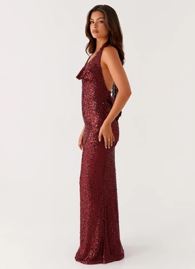 Layered Movement Treasured Sequin Maxi Dress - Fuchsia
