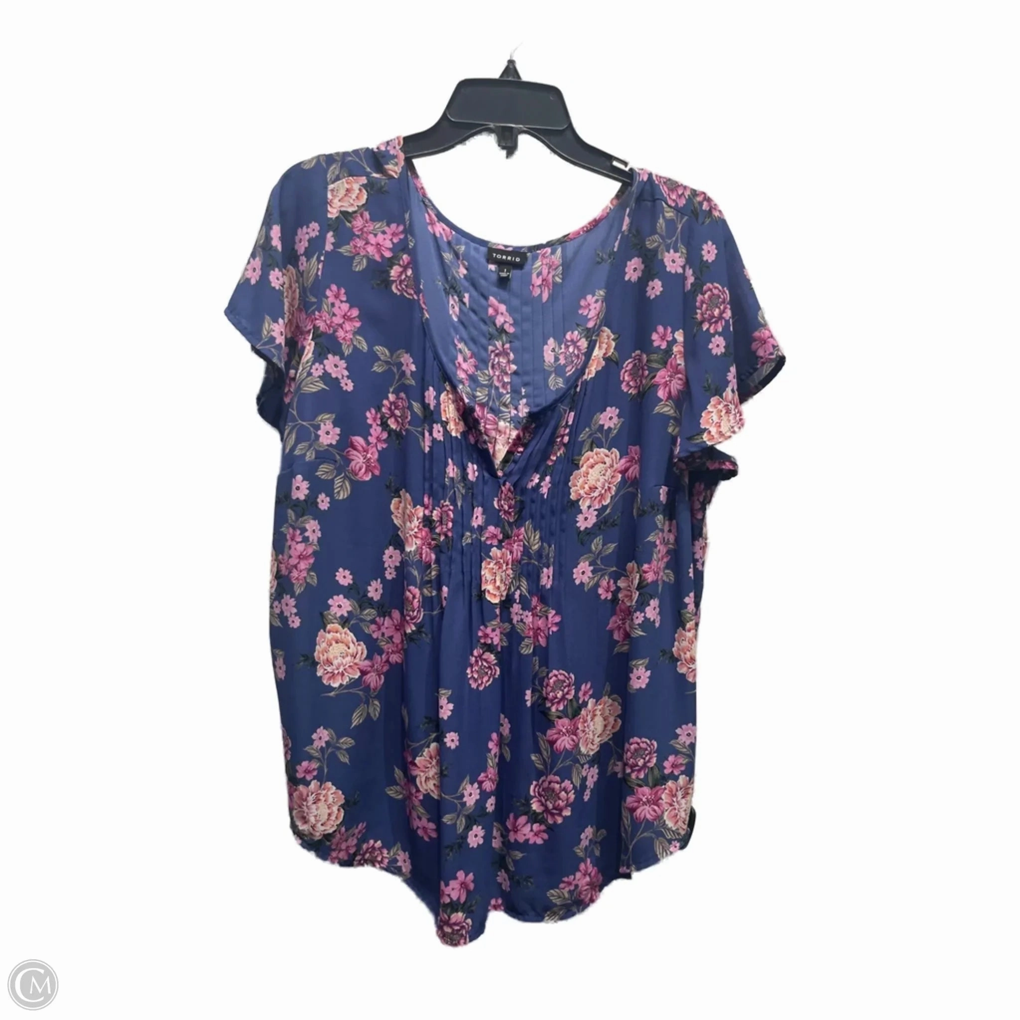 Top Short Sleeve By Torrid In Blue & Pink, Size: 1x Timeless Fit