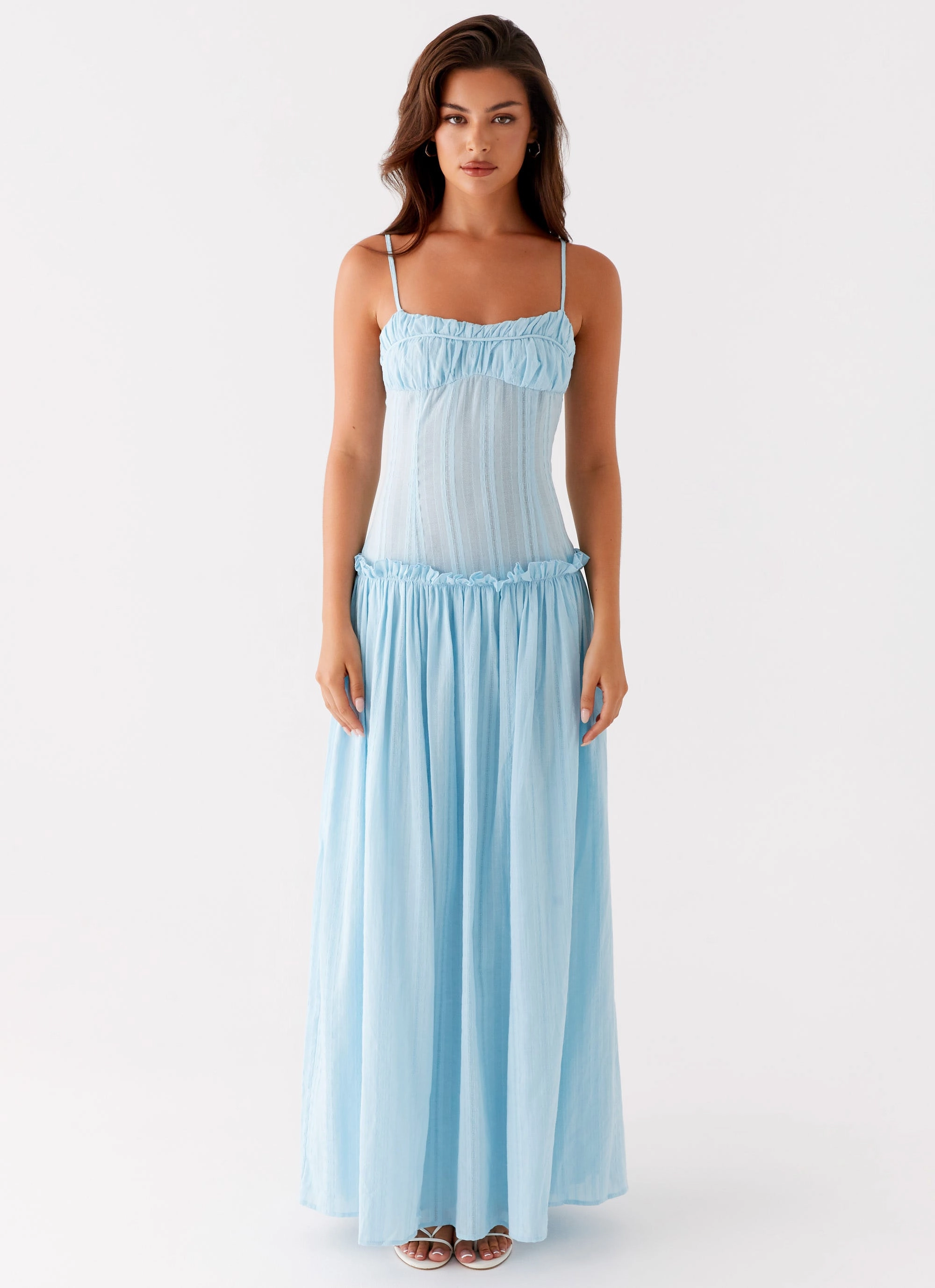 Bold Mood Mermaid-Hem Jacinda Drop Waist Maxi Dress - Blue