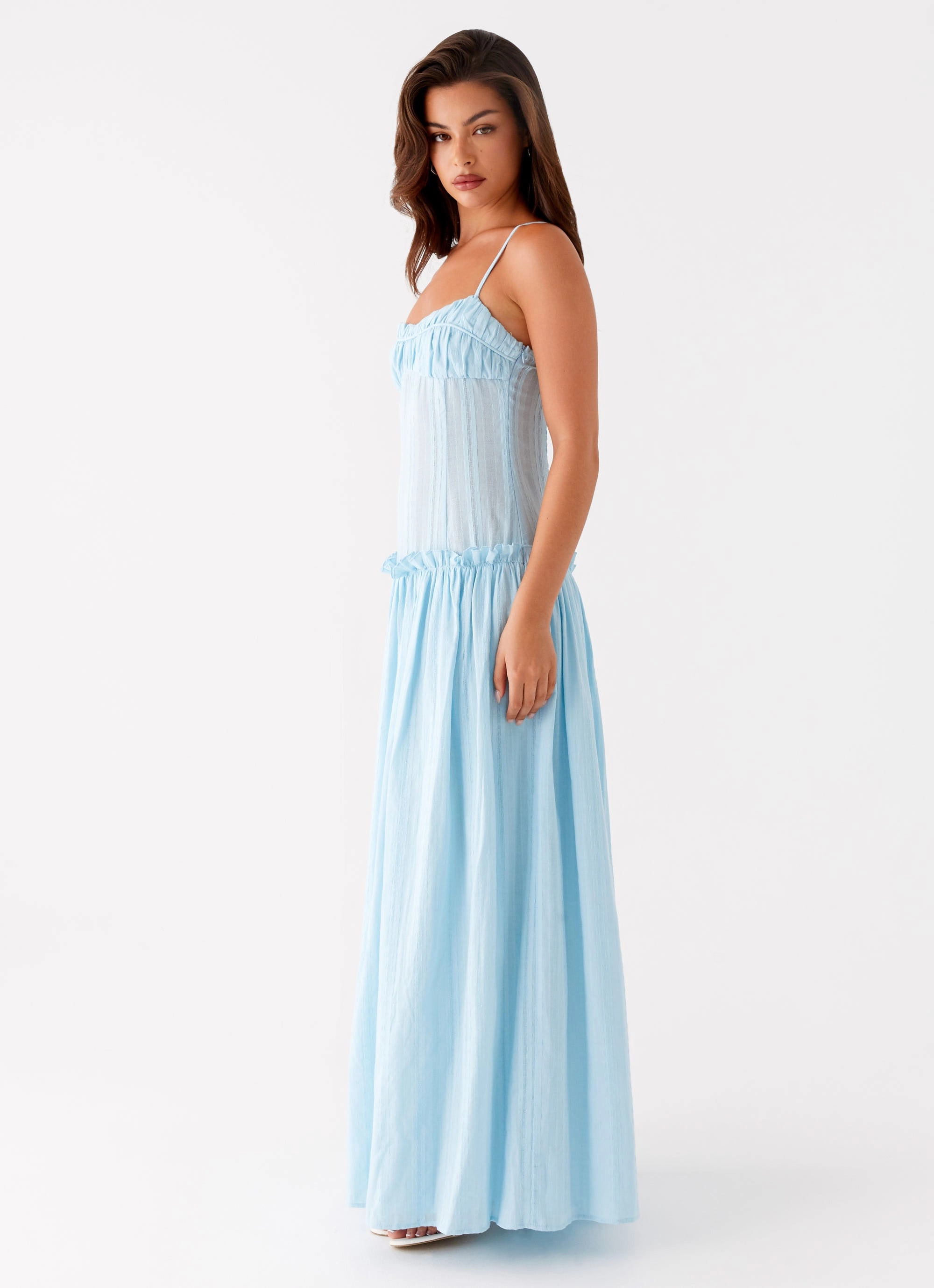Jacinda Drop Waist Maxi Dress - Blue City Mood Subtle Glam