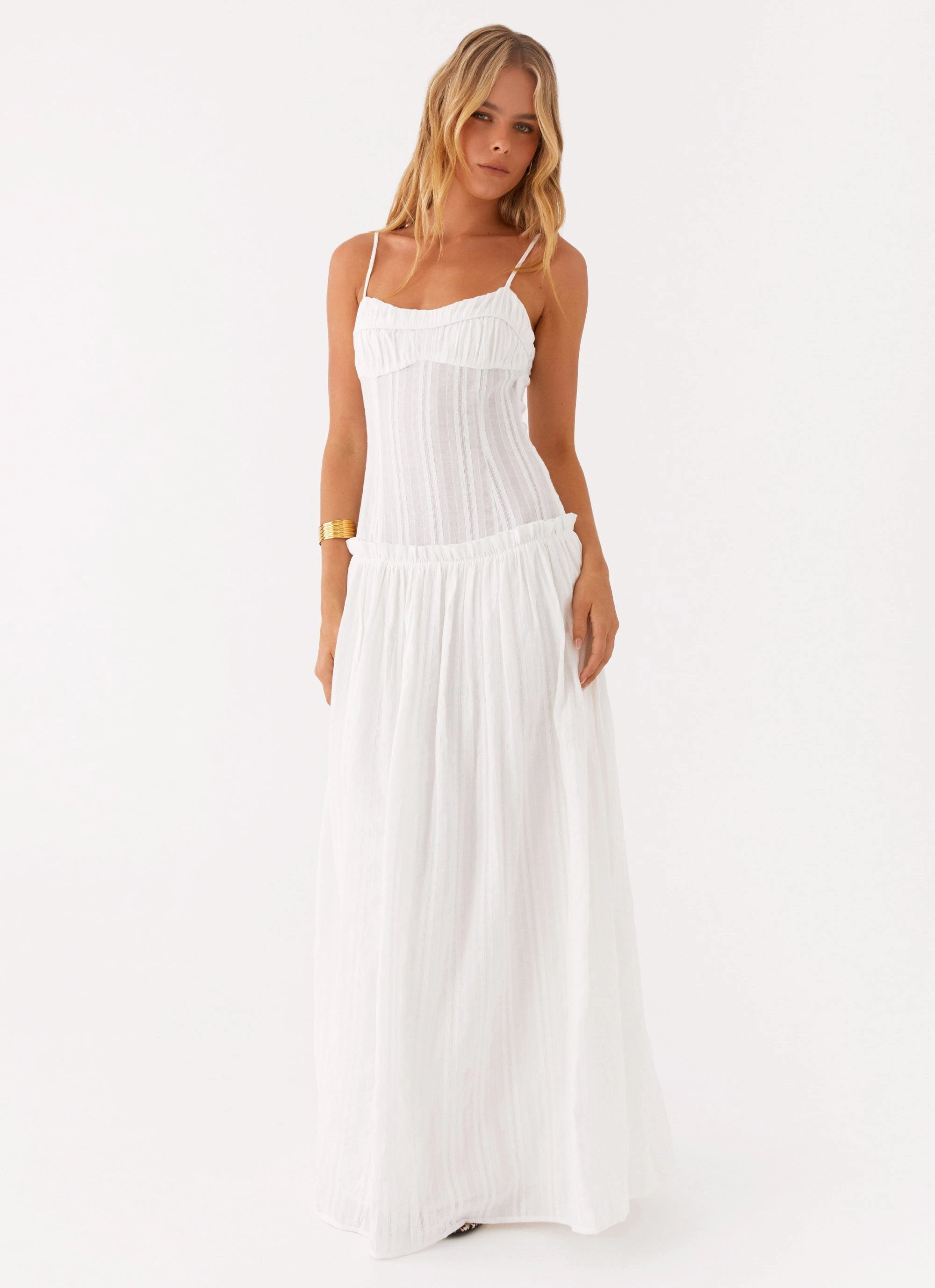 Jacinda Drop Waist Maxi Dress - Ivory Body Positive