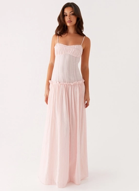 Jacinda Drop Waist Maxi Dress - Pink Contemporary Look