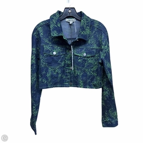 Jacket Denim By Clothes Mentor In Blue & Green, Size: Xs Glove Friendly Cuff Design