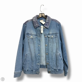 Lined Pockets Nylon Cover Jacket Denim By Style And Company In Blue Denim, Size: L