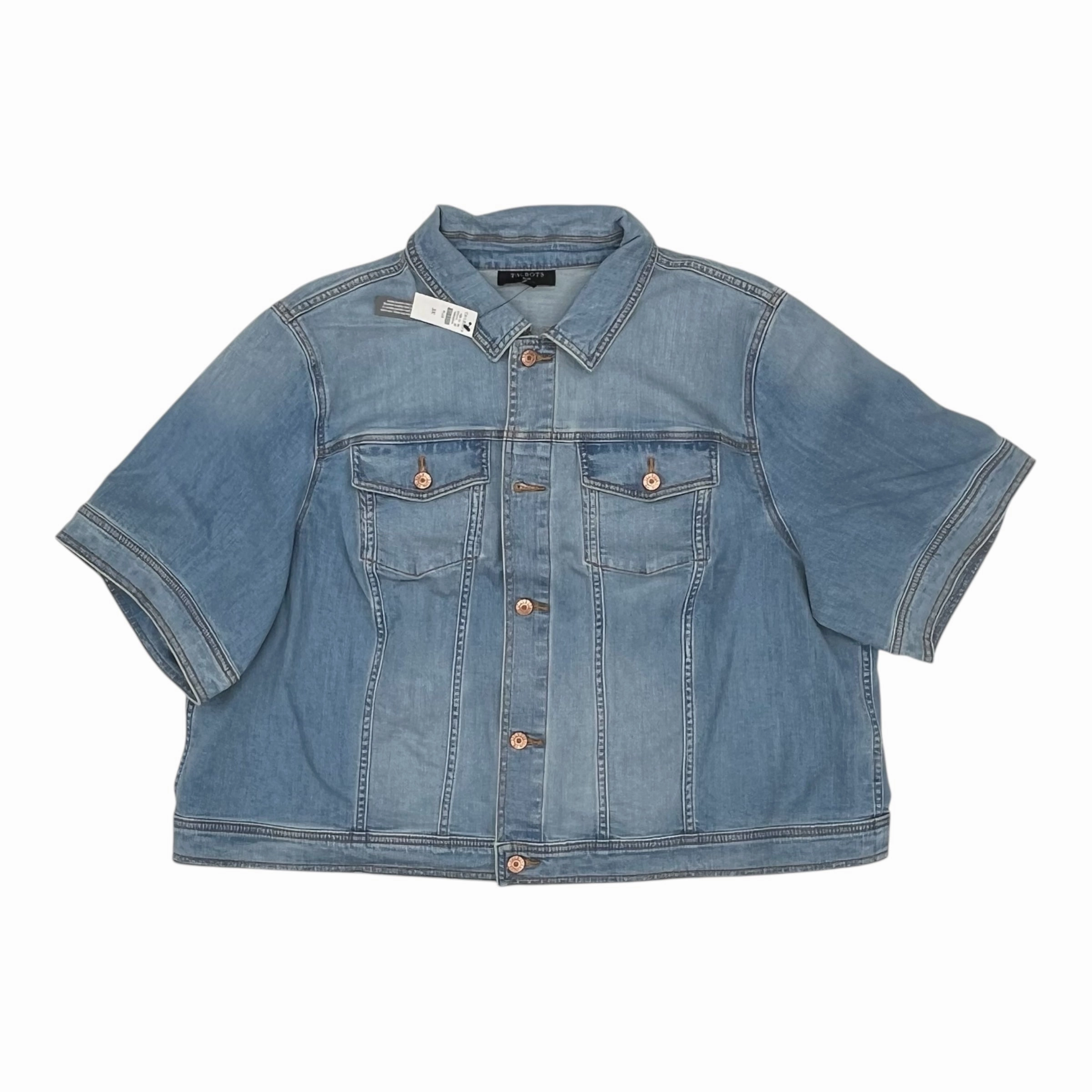 Jacket Denim By Talbots In Blue Denim, Size:3X Lined Pockets ElasticizedWaistbandSystem