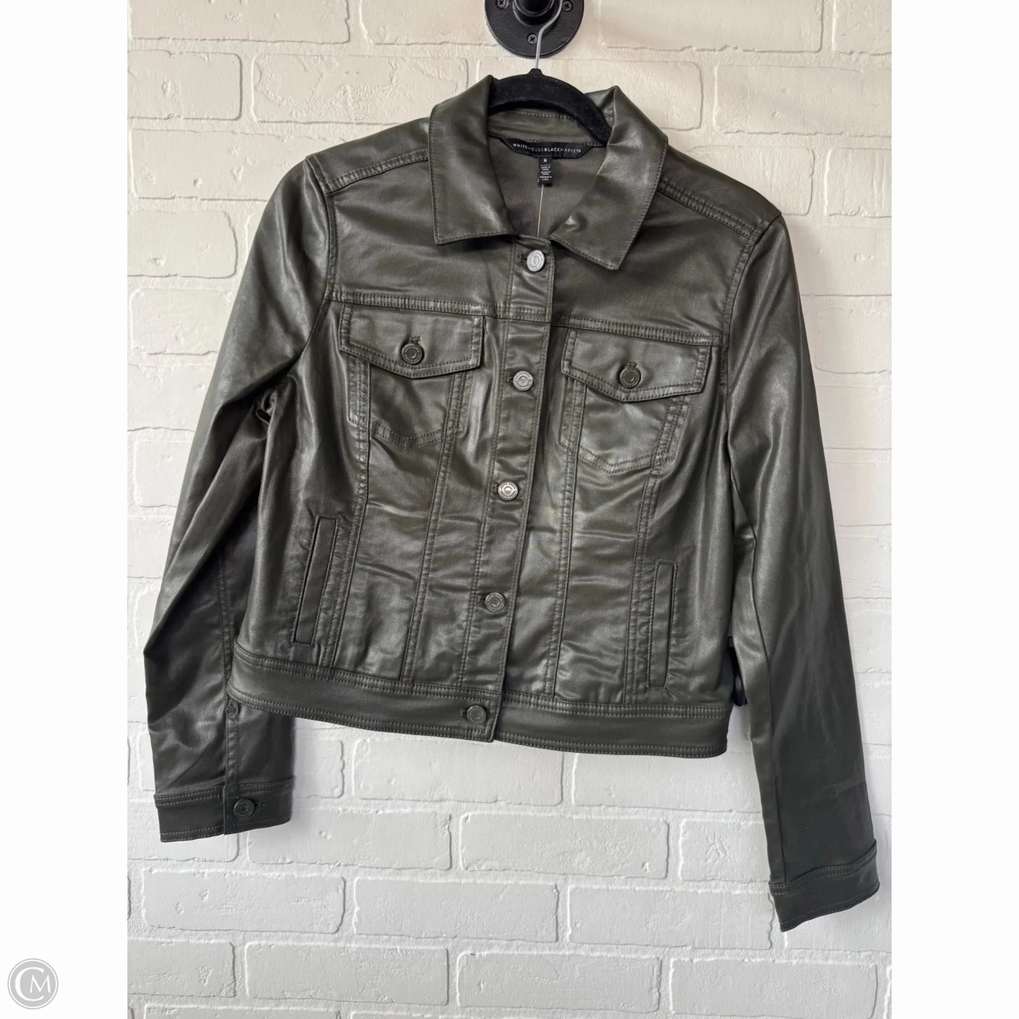 Jacket Denim By White House Black Market In Green, Size: M Shrink Resistant Treatment Old Style