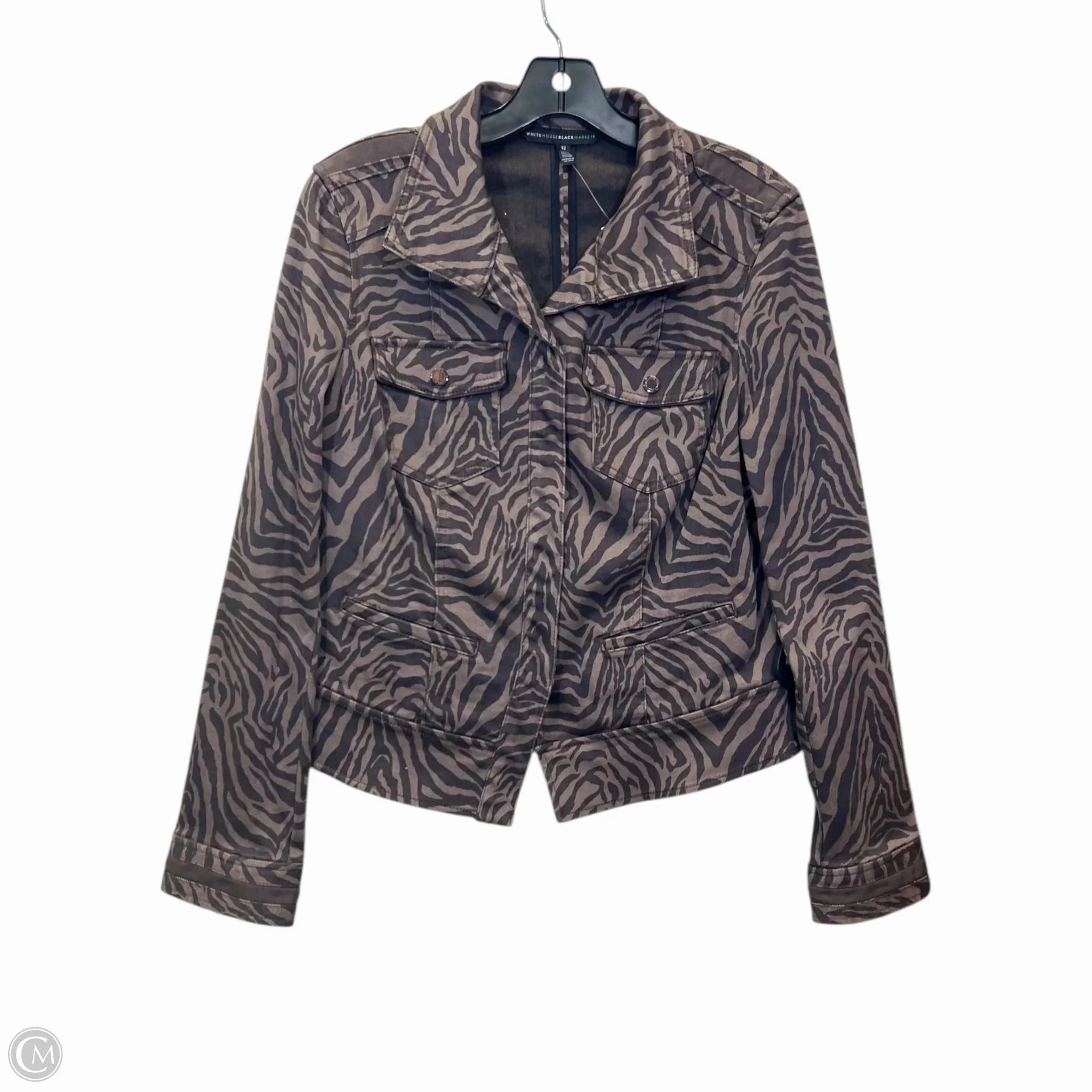 Jacket Denim By White House Black Market In Zebra Print, Size: L Flexible Fit Wear Wrinkle Free Exterior
