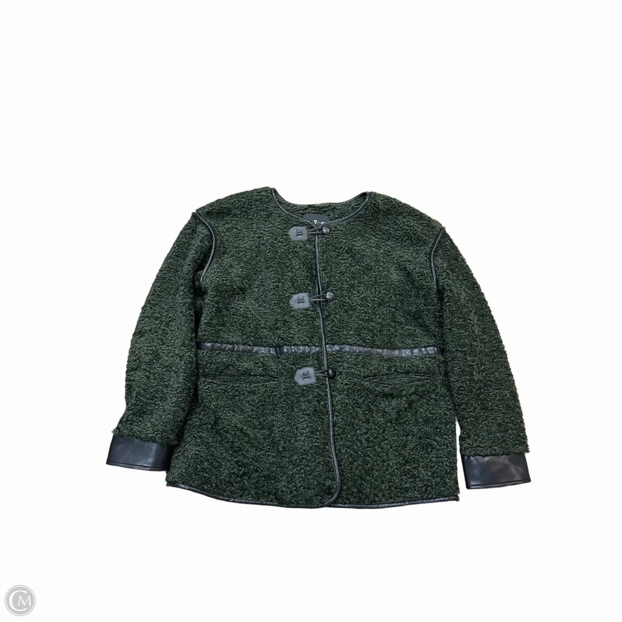 Stretchable Cuffs Stripe Look Jacket Faux Fur & Sherpa By 7 For All Mankind In Green, Size: L