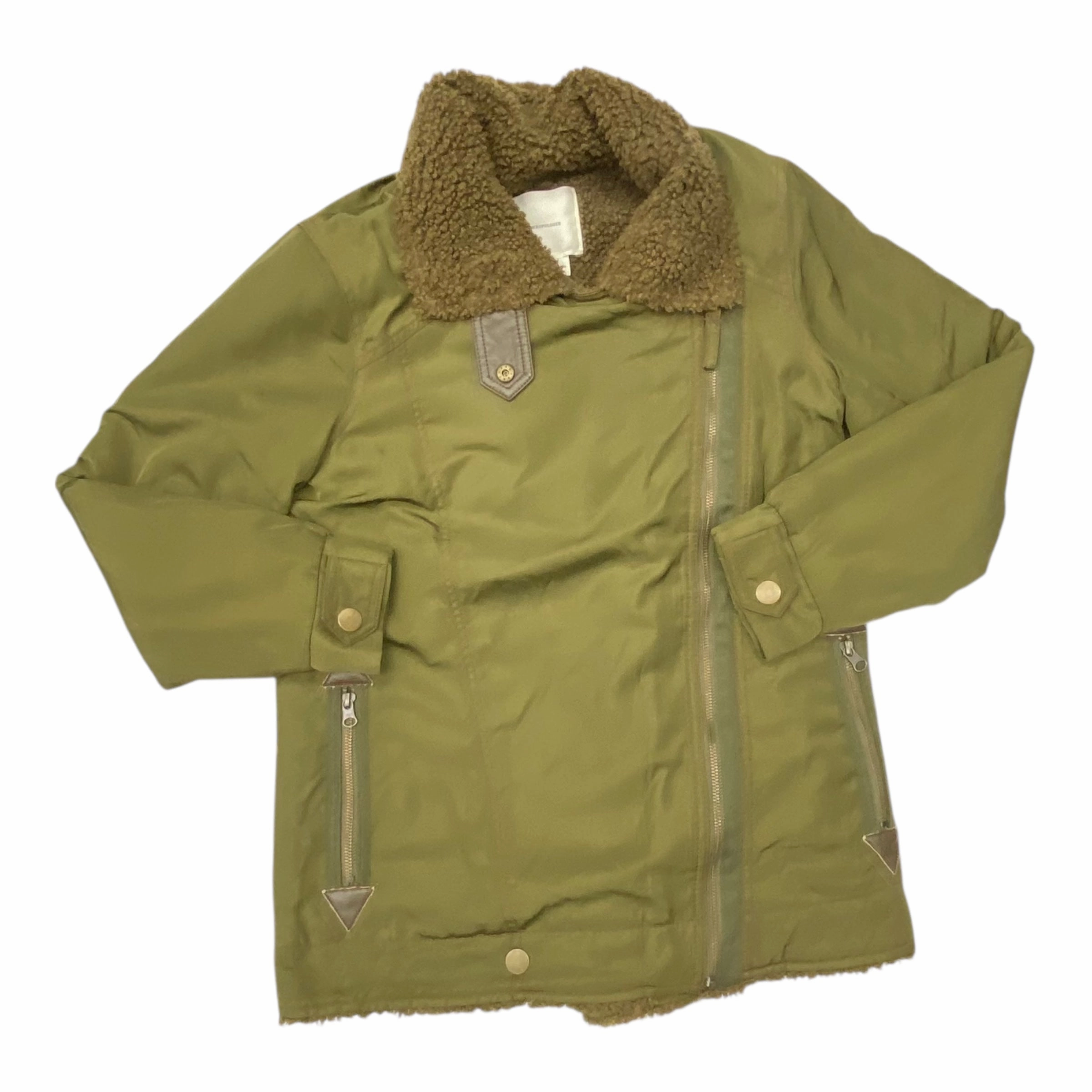 Jacket Faux Fur & Sherpa By Anthropologie In Green, Size:Xsp Anti Pilling Surface Reinforced Seams