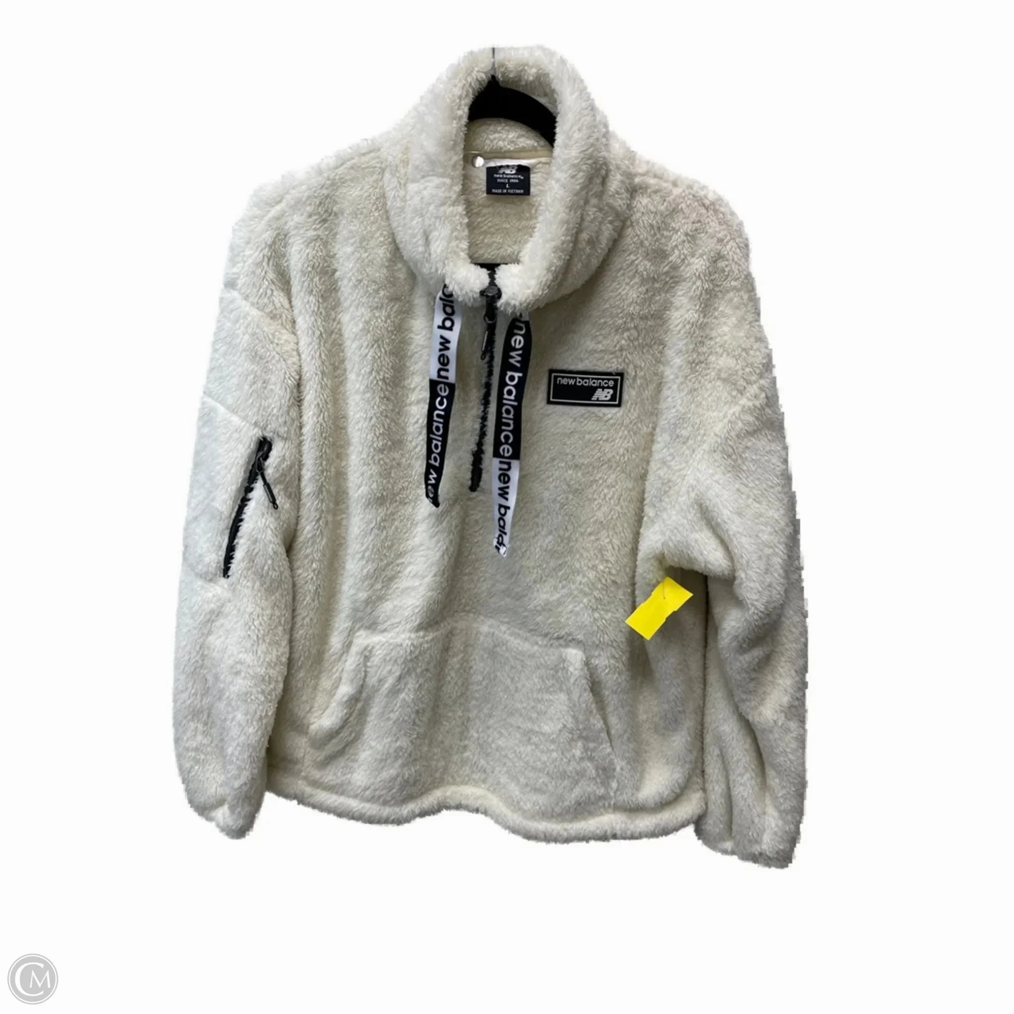 Insulated Warmth Light Reflectivity Trim Jacket Faux Fur & Sherpa By New Balance In Cream, Size: L