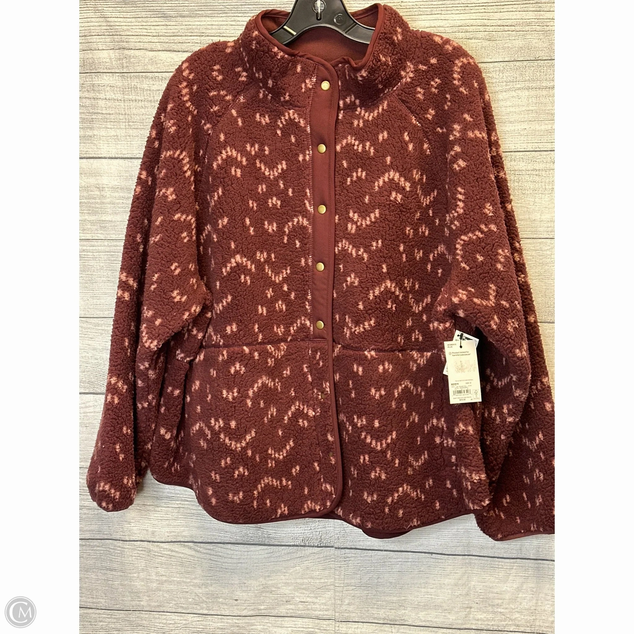 Jacket Faux Fur & Sherpa By Sonoma In Maroon, Size: 1x Convertible Features