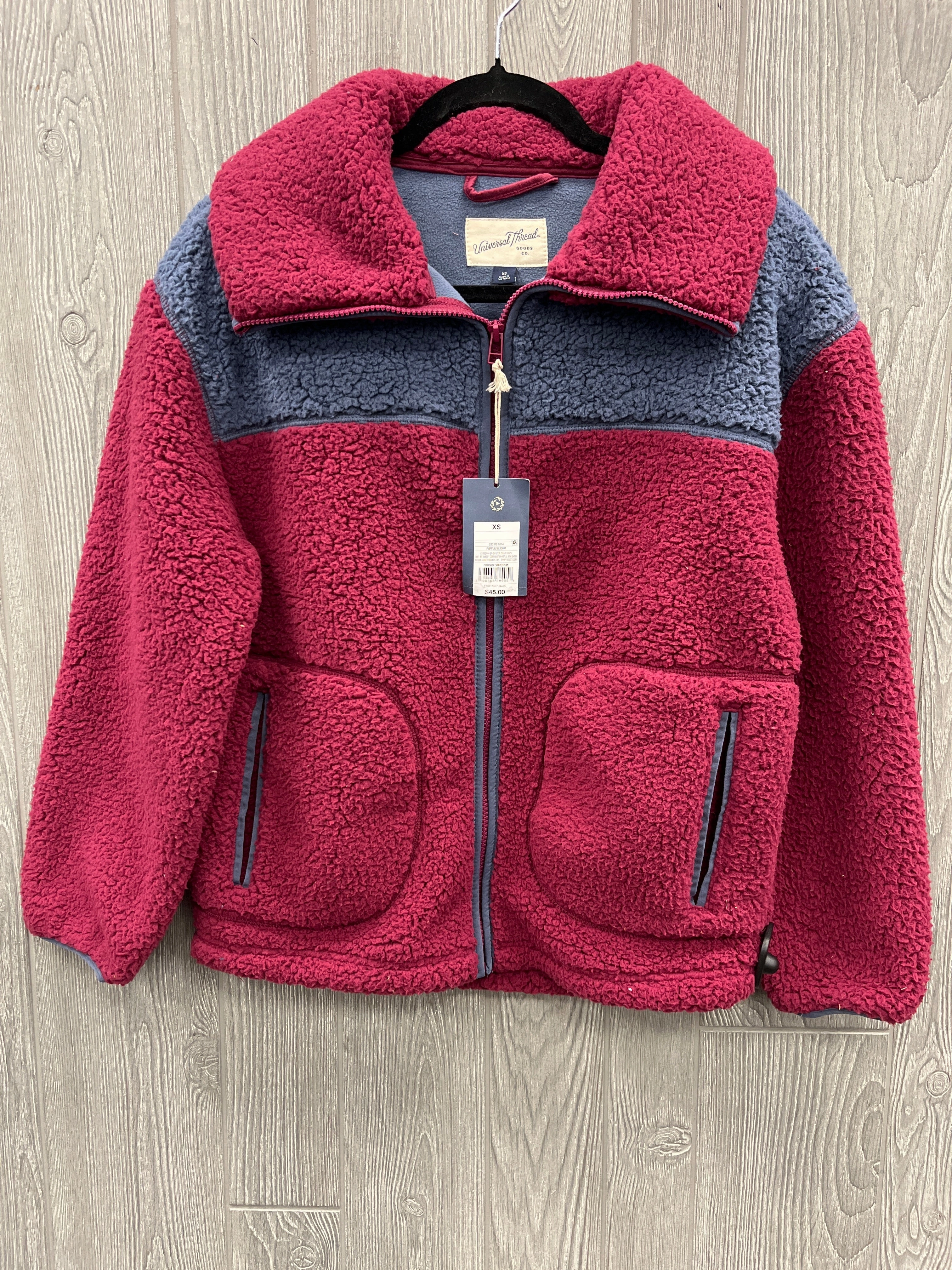 Jacket Faux Fur & Sherpa By Universal Thread In Blue & Purple, Size: Xs Contemporary Fit