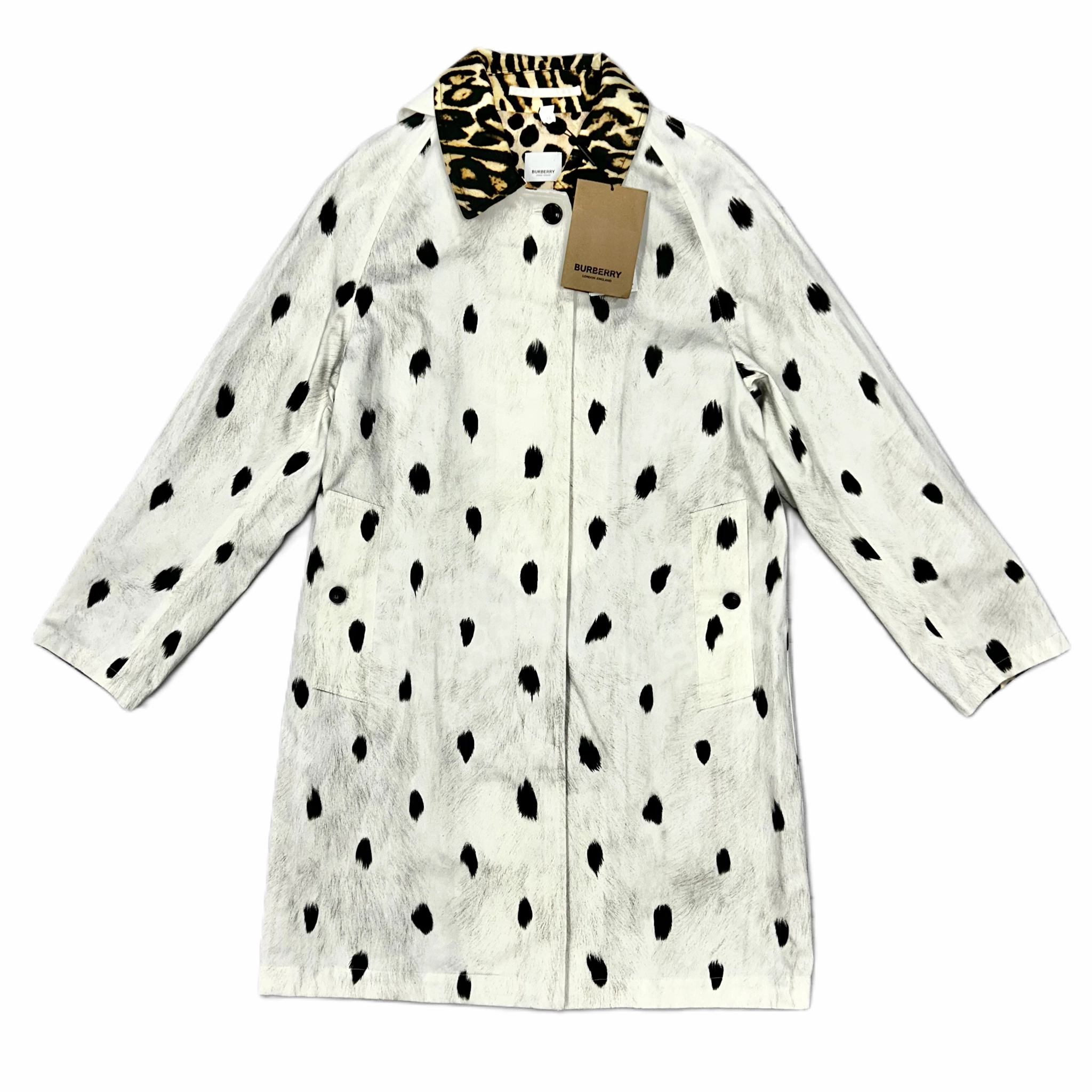 Jacket Luxury Designer By Burberry In Leopard Print, Size: S High Collar Options Eco Friendly Coating
