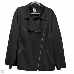 Jacket Moto By Anne Klein In Black, Size: 3x RibbedTrims No Static