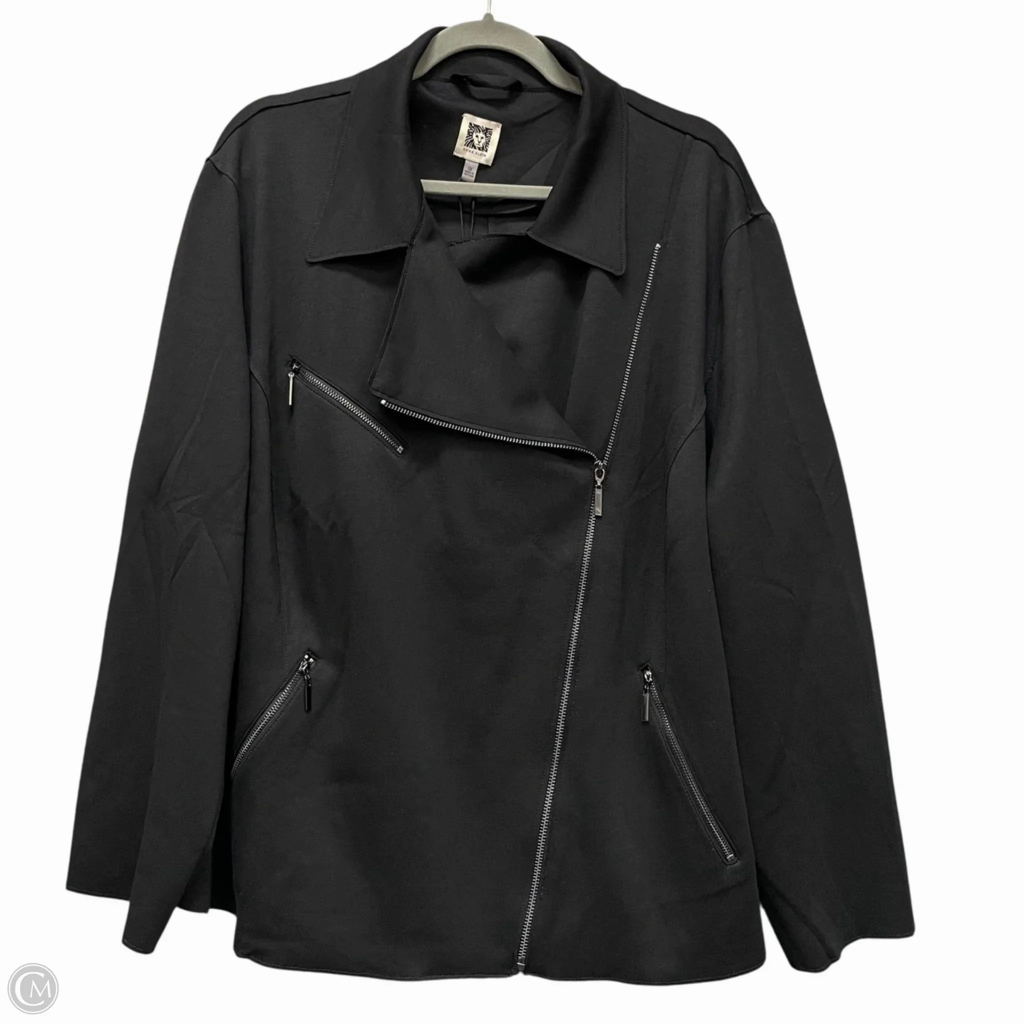 Jacket Moto By Anne Klein In Black, Size: 3x RibbedTrims No Static