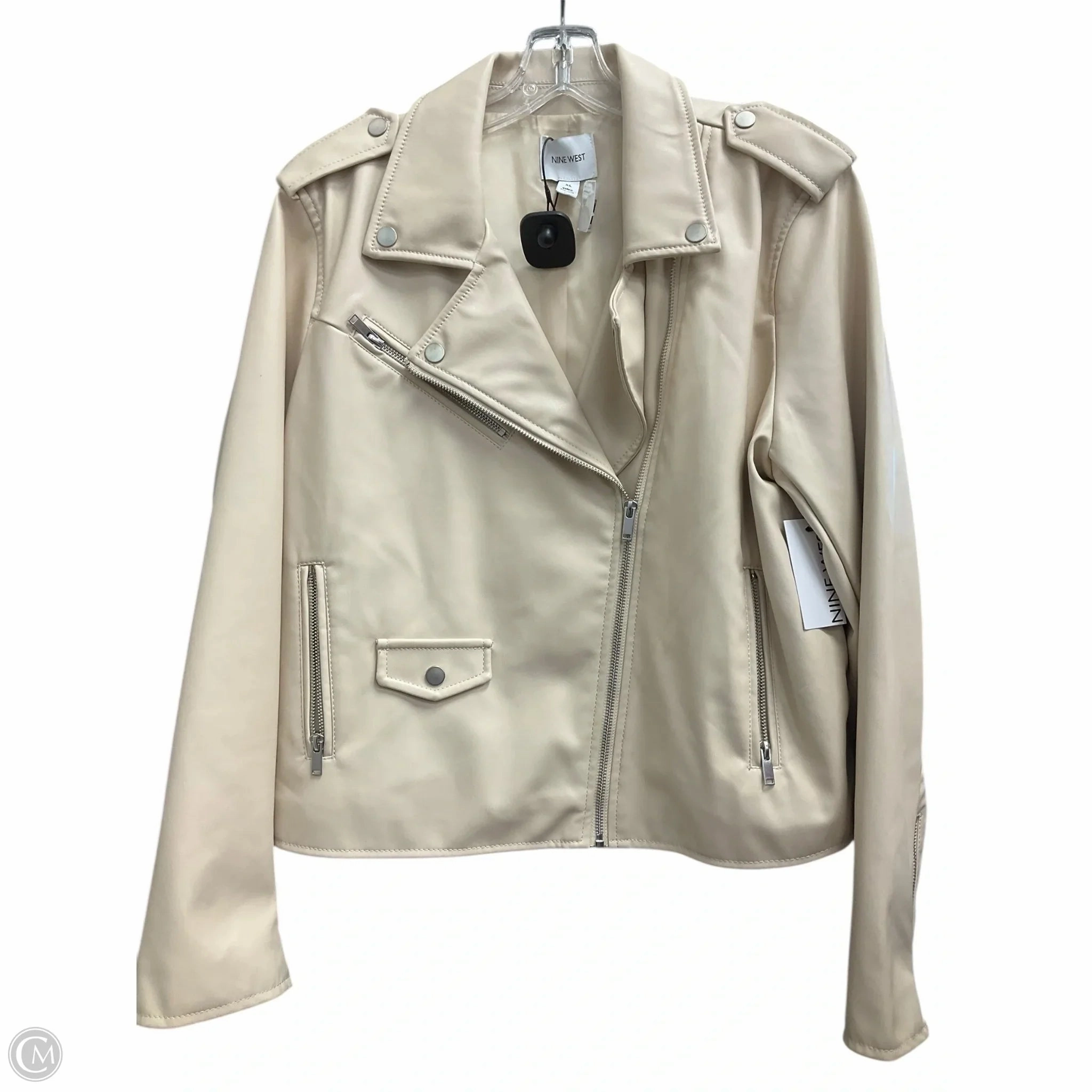 Jacket Moto By Nine West Apparel In Cream, Size: Xl Soft Lined Interior