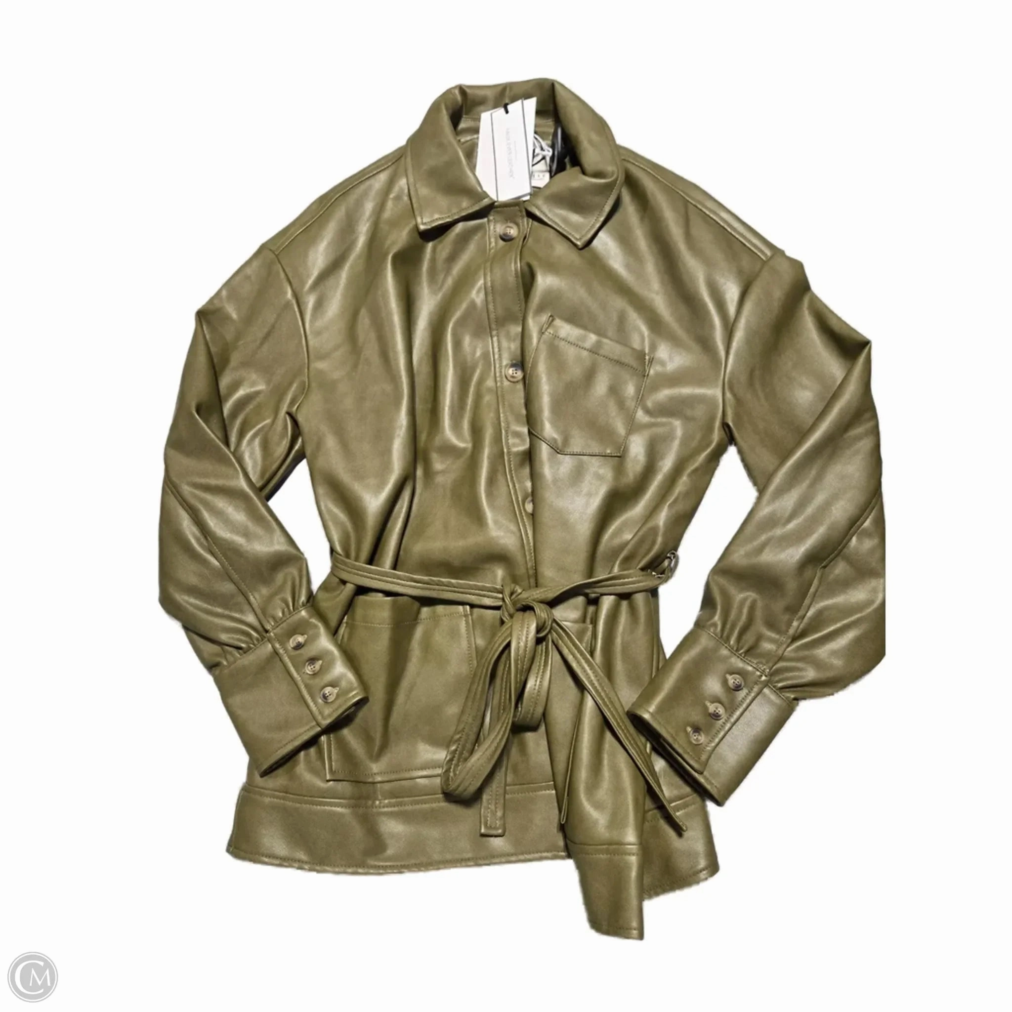 Jacket Moto Leather By Bagatelle In Green, Size: L Canvas Make