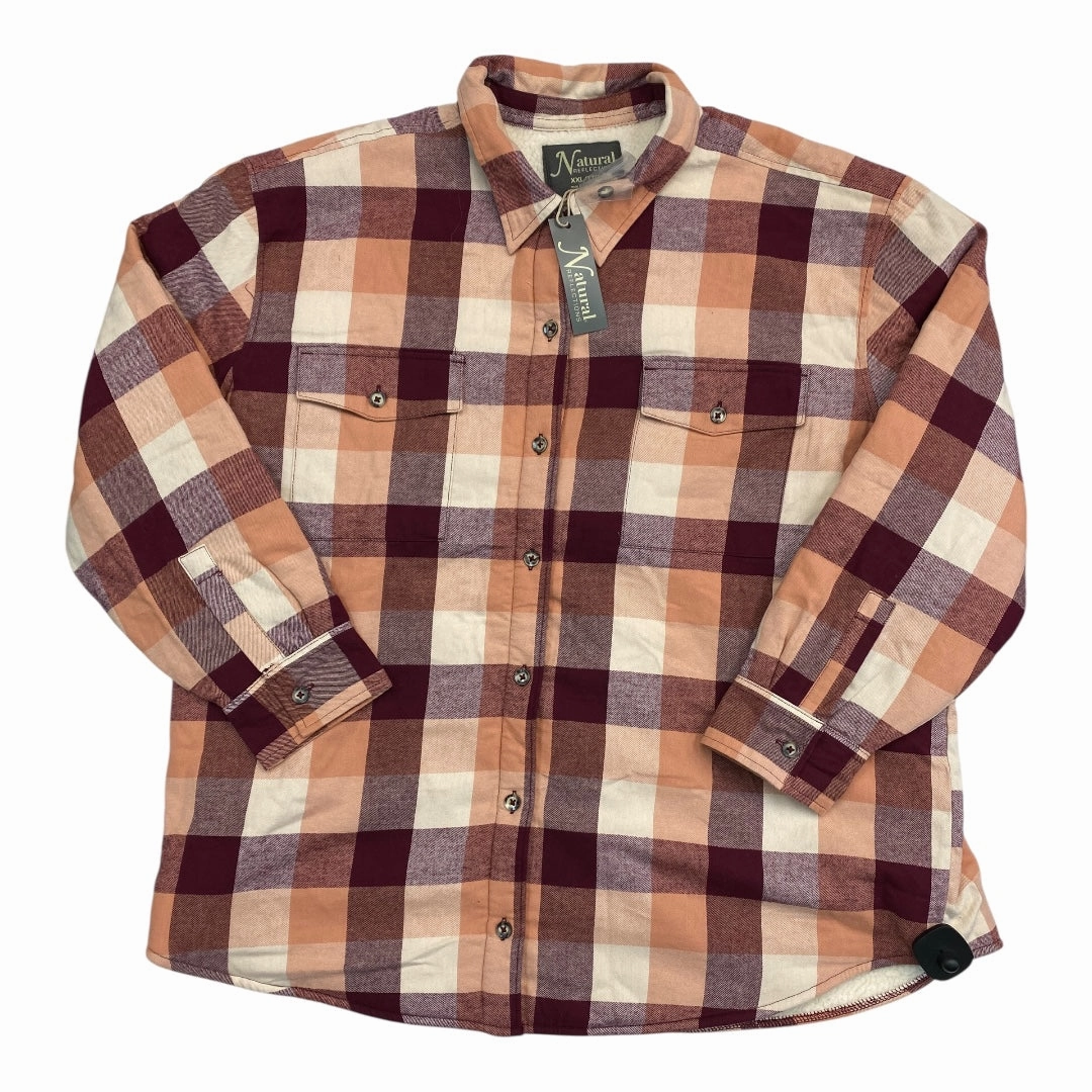 Jacket Other By Natural Reflections In Plaid Pattern, Size:Xxl Double stitching Adjustable Belt