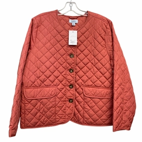 CompressionPackableFabric ElasticWaistband Jacket Puffer & Quilted By Croft And Barrow In Coral, Size:22Womens