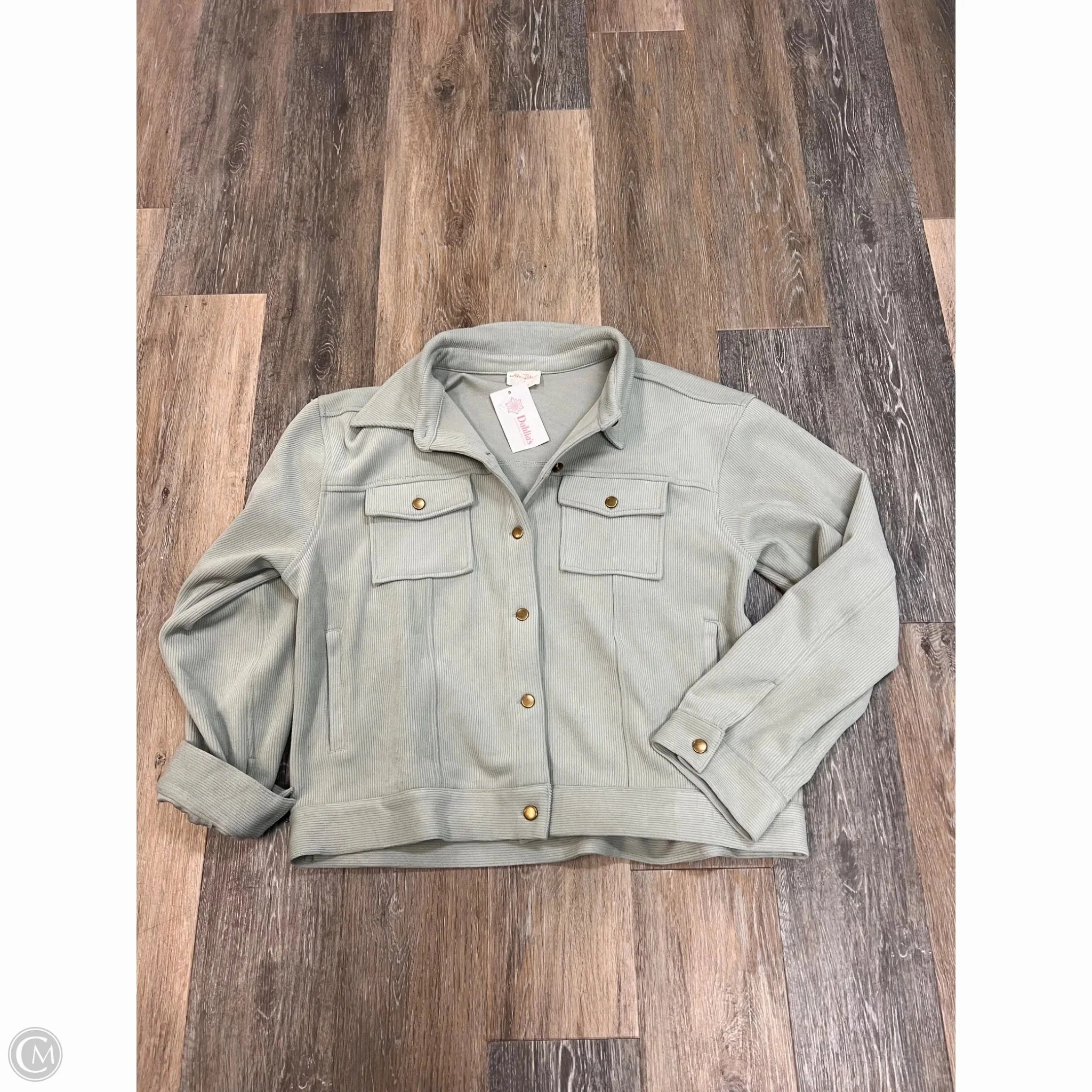 Jacket Shirt By Allie Rose In Green, Size: 1x Layer Up Style