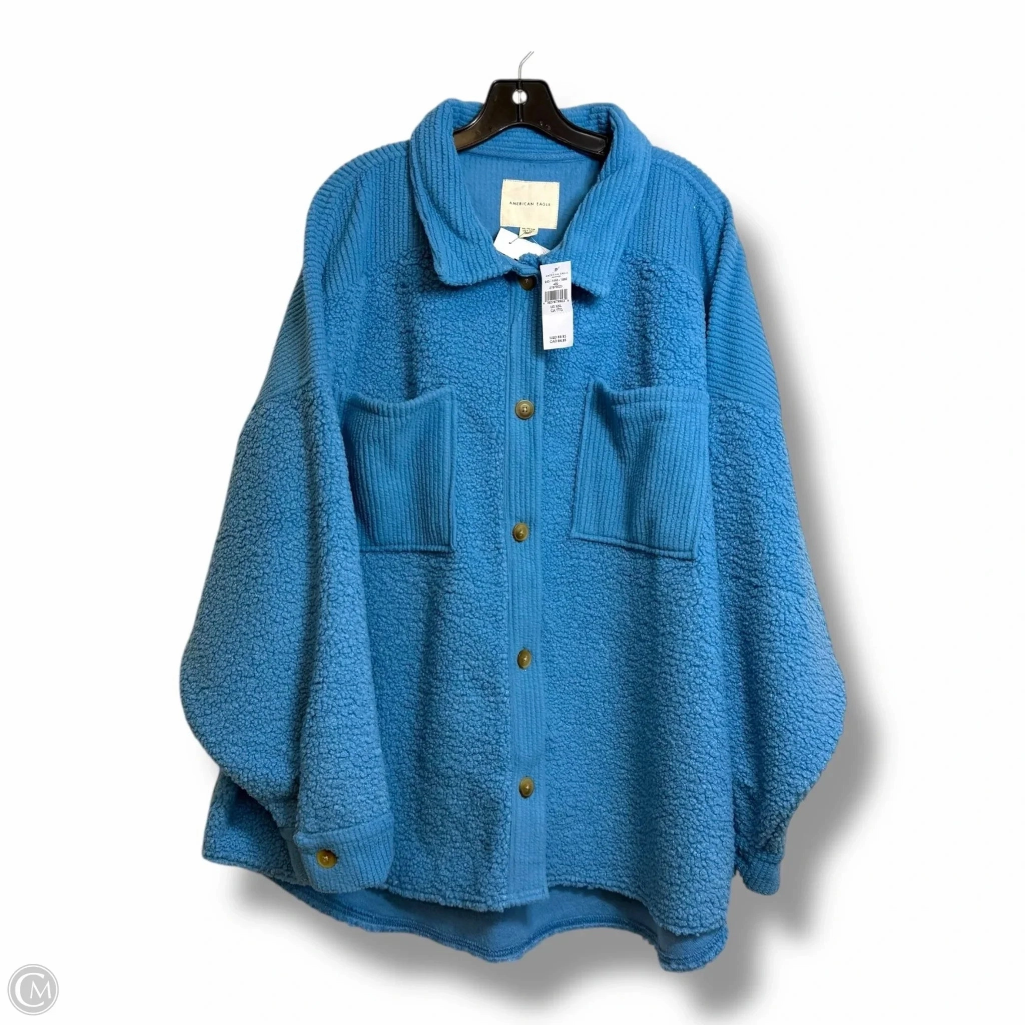 Jacket Shirt By American Eagle In Blue, Size: Xxl Hidden Storage Compartments