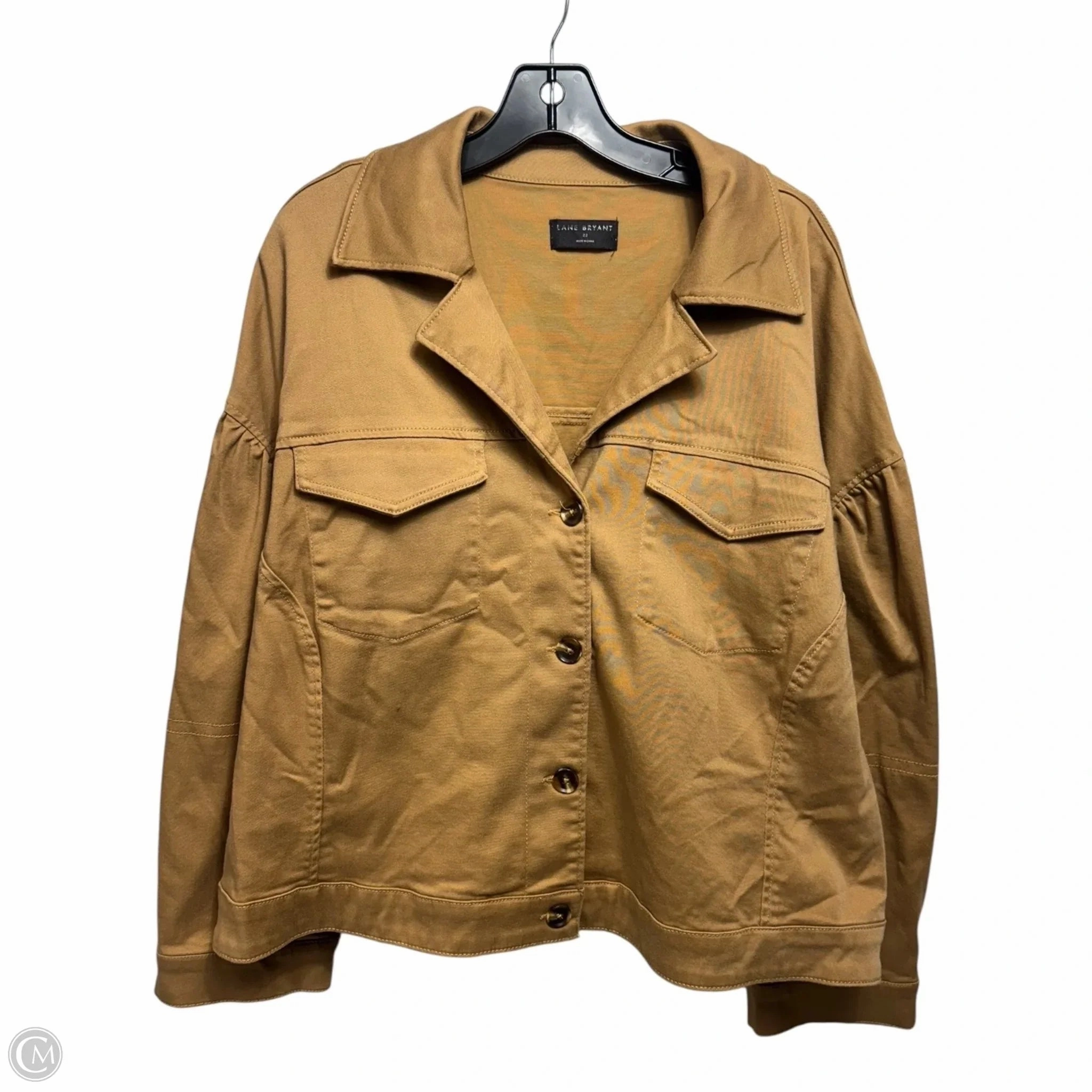 Ventilated Panels Jacket Shirt By Lane Bryant In Tan, Size: 22