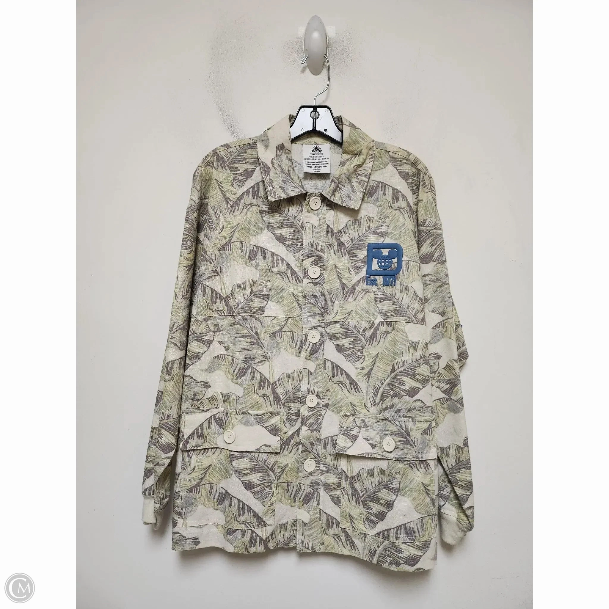 Jacket Shirt By Walt Disney In Green, Size: S Snap Closure System Bonded Closure Mechanism