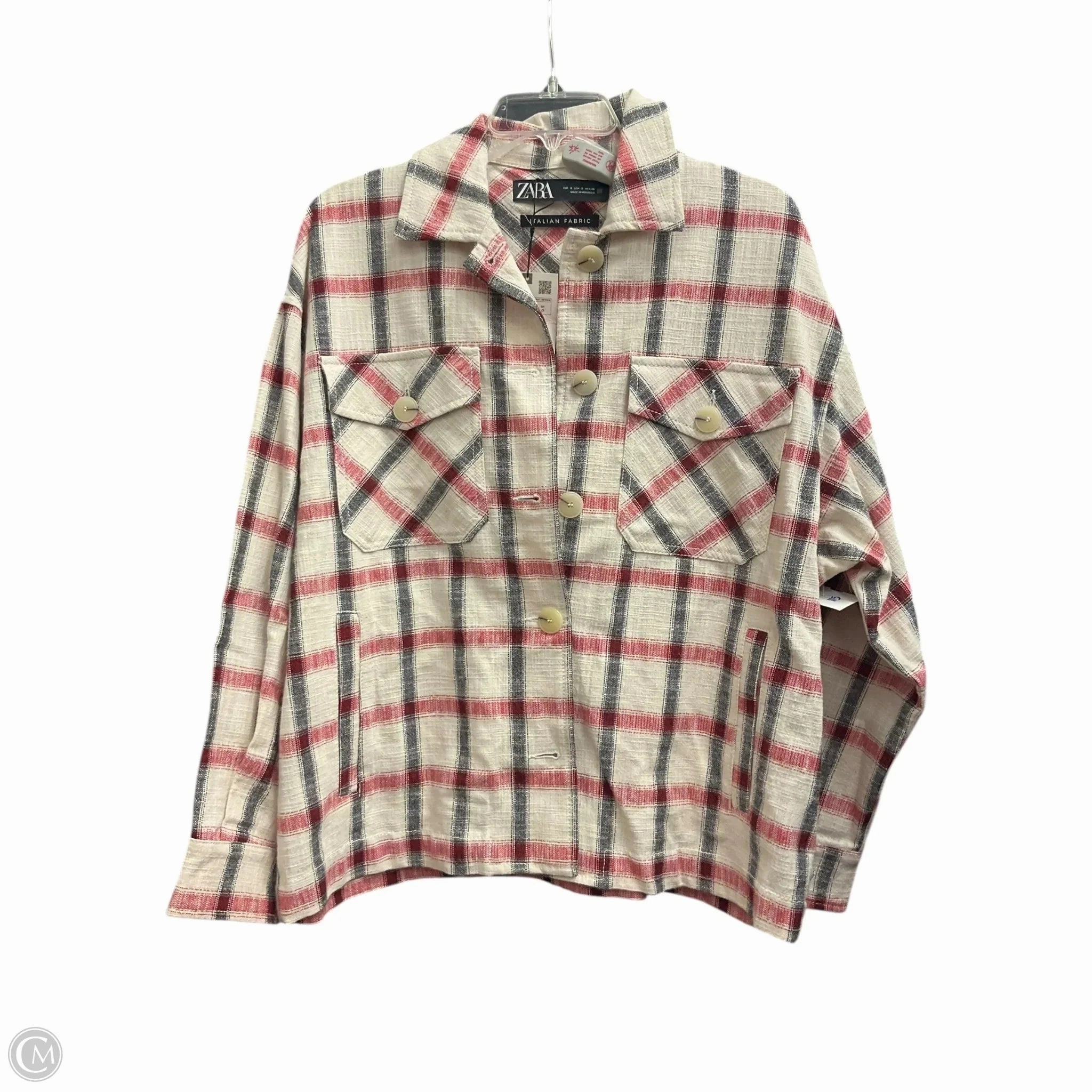 hypoallergenic material Noise Reduced Fabrics Jacket Shirt By Zara In Plaid Pattern, Size: S
