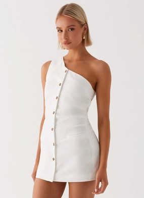 Jordy Linen Mini Dress - White Machine-washable