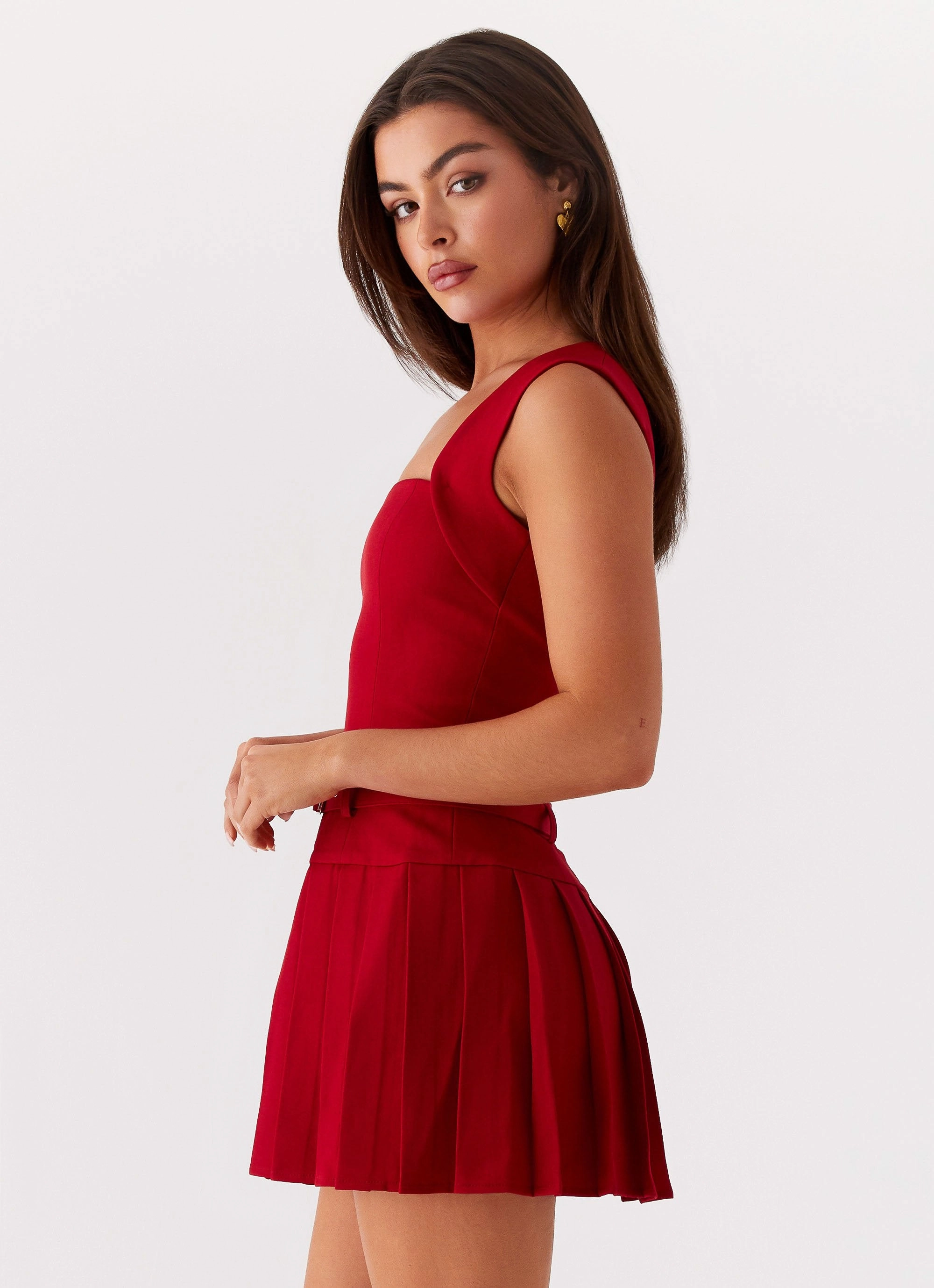 City Bright Justina Belted Mini Dress - Red