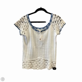 Pre Shrunk Fabric Light and Cozy Top Short Sleeve By Faded Glory In Blue & Cream, Size: Xl