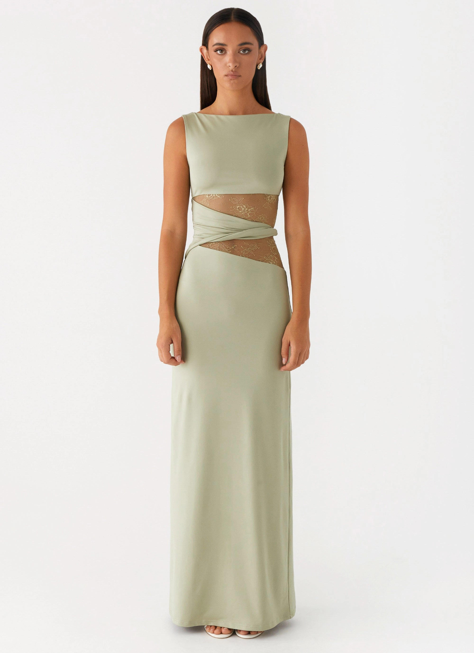 Karma Maxi Dress - Sage Mesh-Sleeve