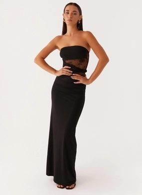 Sophisticated and Relaxed Soft Gradient Karma Strapless Maxi Dress - Black
