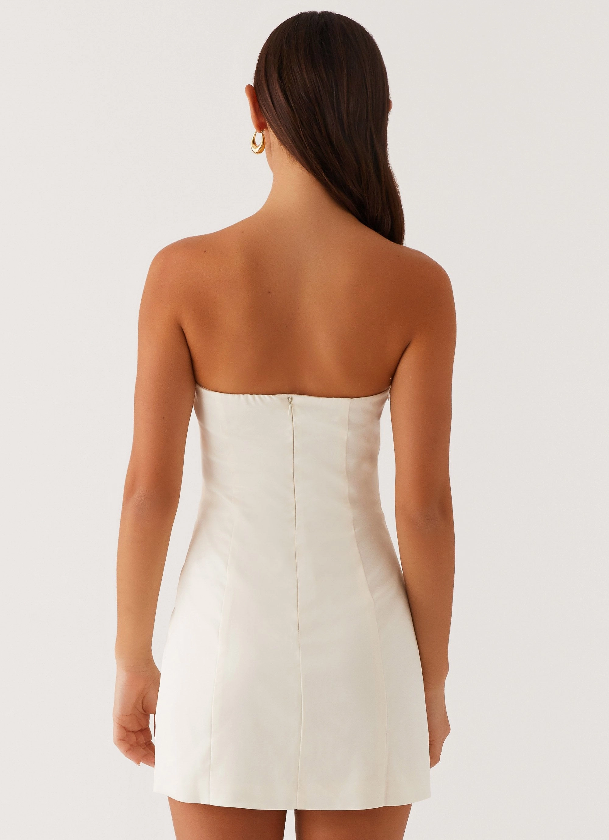 Rooftop-Event Casual Waist Kessie Mini Dress - Ivory