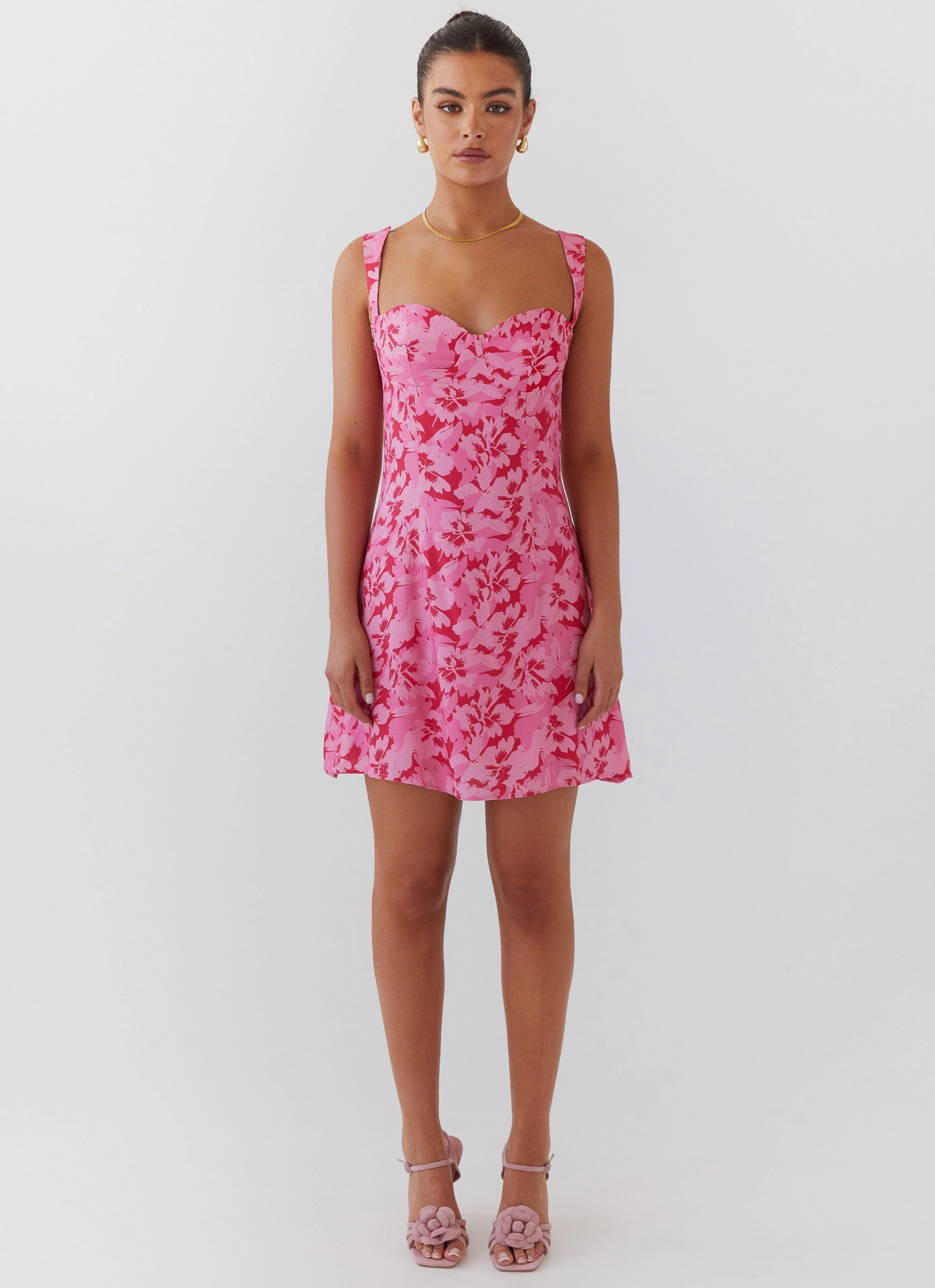 Kiah Bustier Mini Dress - Cherry Blossom Invisible-Zip