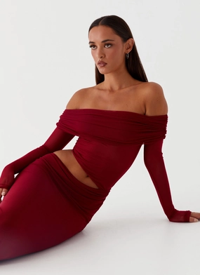 Emery Maxi Dress - Cherry Red Light Finish Fresh Glow