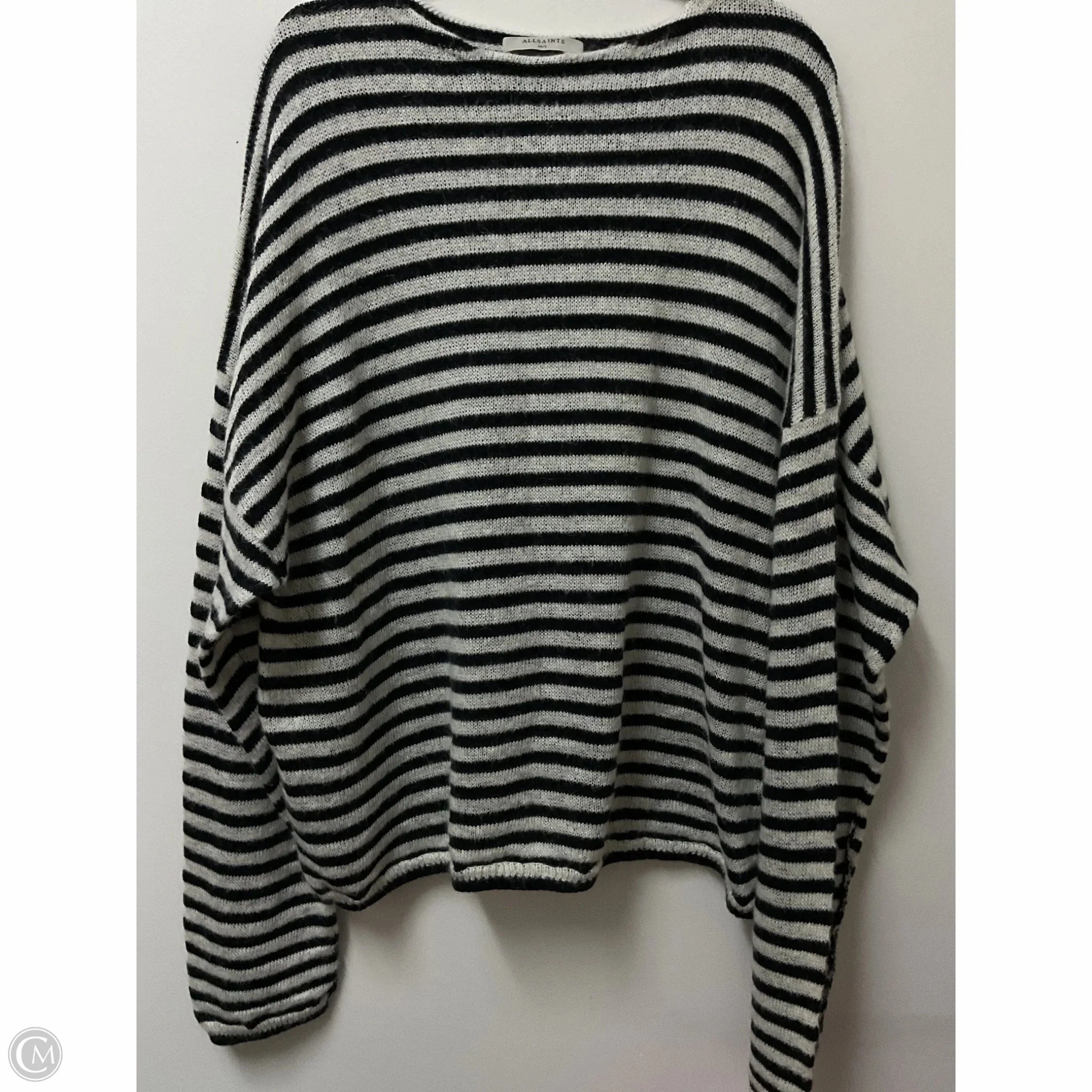 Comfy Layering Sweater Designer By All Saints In Striped Pattern, Size: L