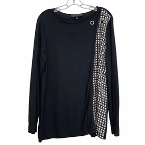 Quick Dry Material Sweater Designer By St John Collection In Black & Cream, Size:M