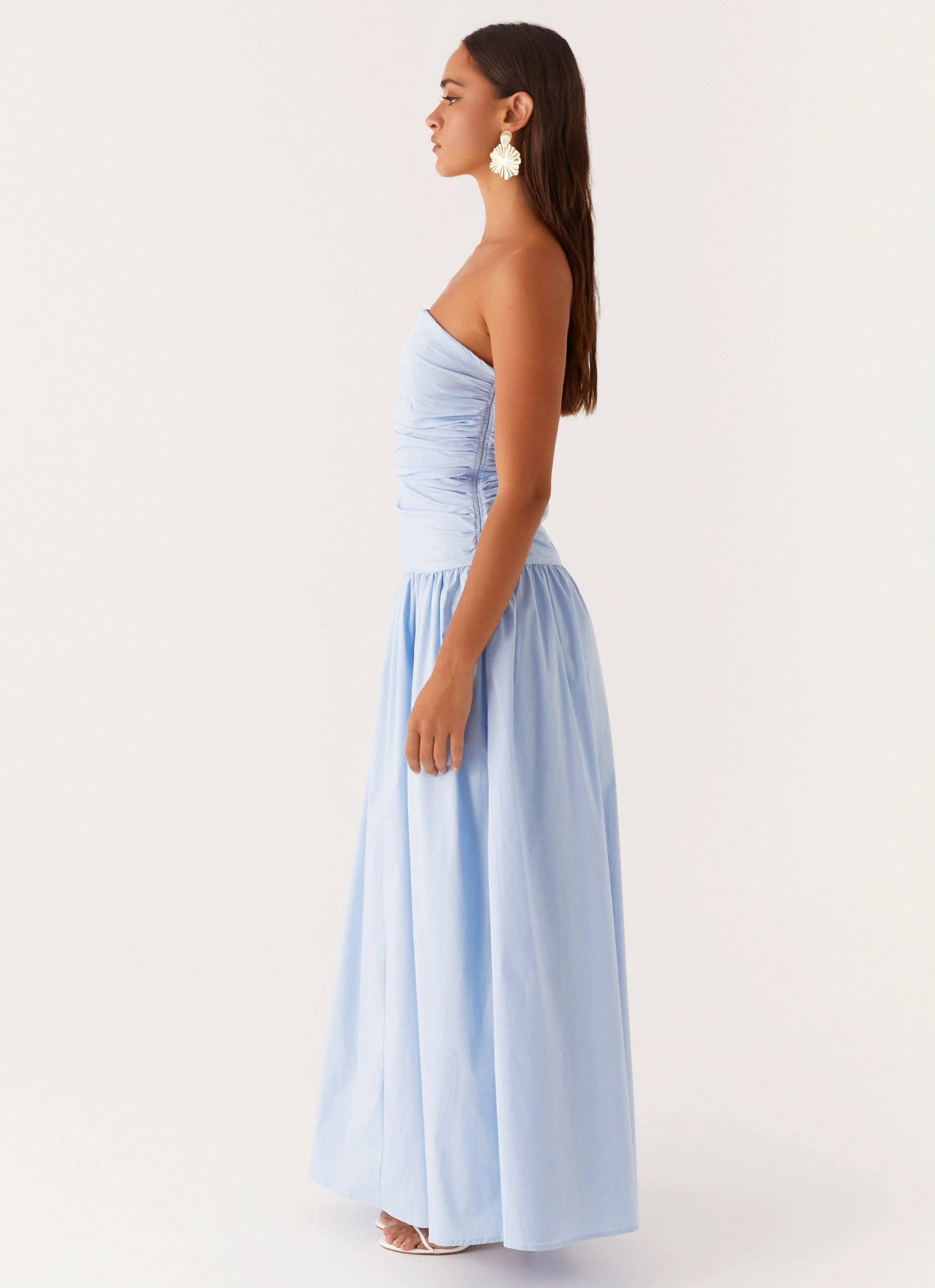 Carmel Maxi Dress - Blue Simple Touch Light Sheen