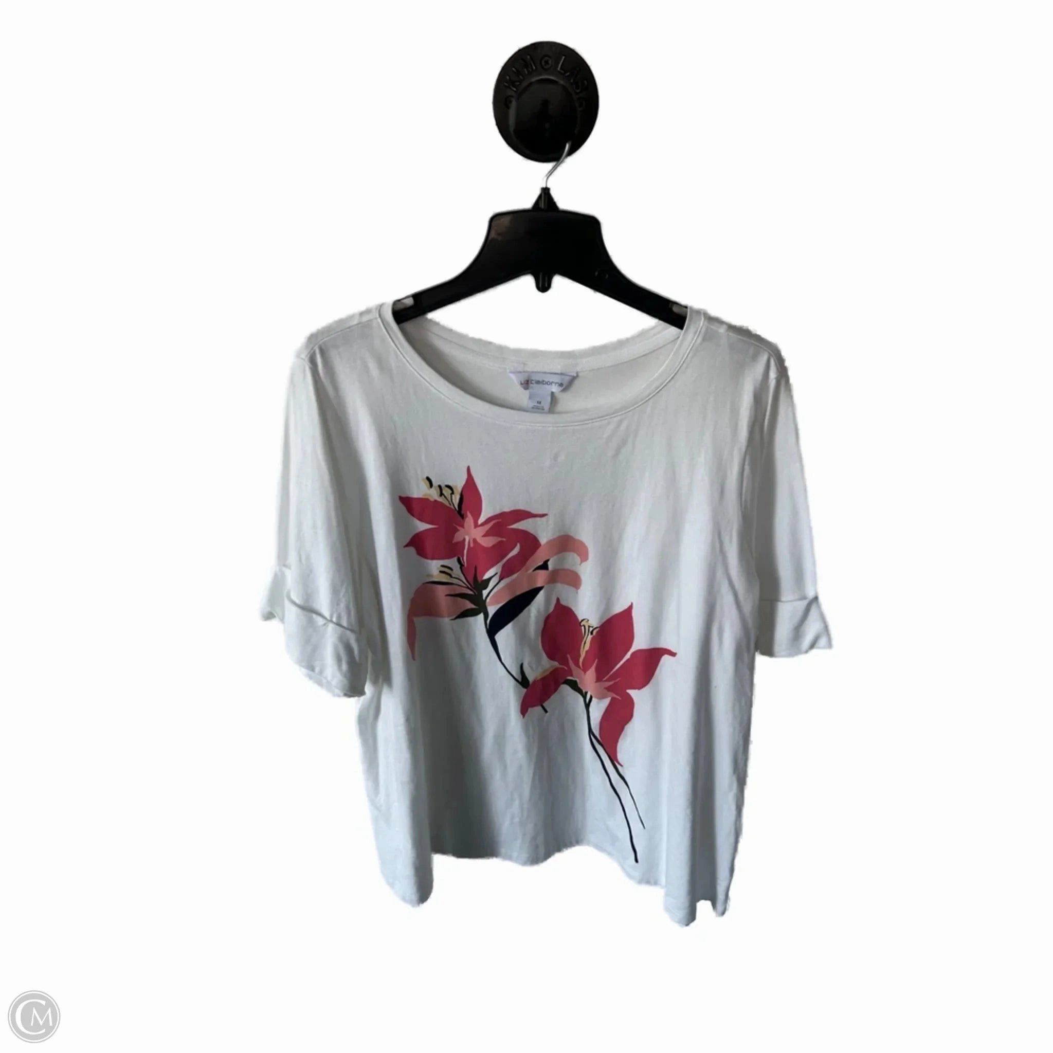 Top Short Sleeve Basic By Liz Claiborne In White, Size: 1x Effortless Comfort