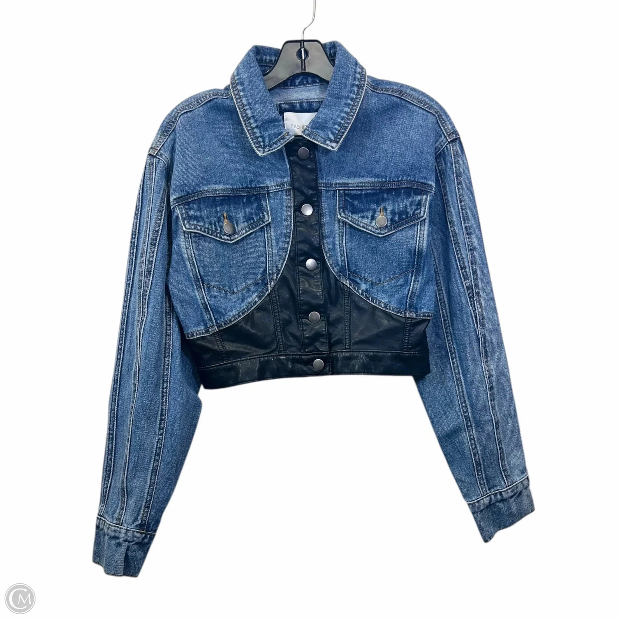 Cold Ready Look Convertible Features Jacket Denim By Fashion Nova In Black & Blue, Size: S