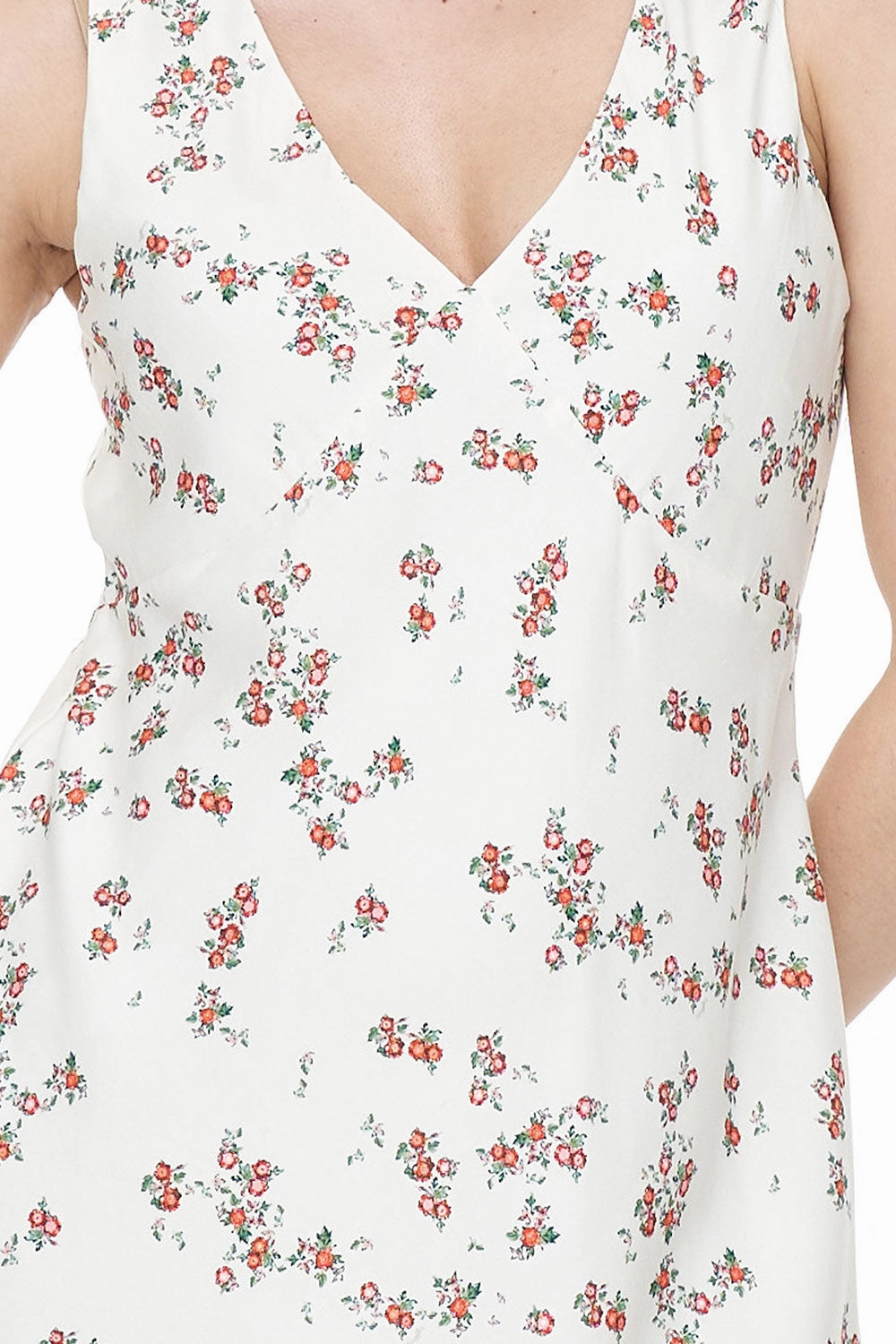 Lalisa Cleo White Multi Floral Midi Dress Wide Swing